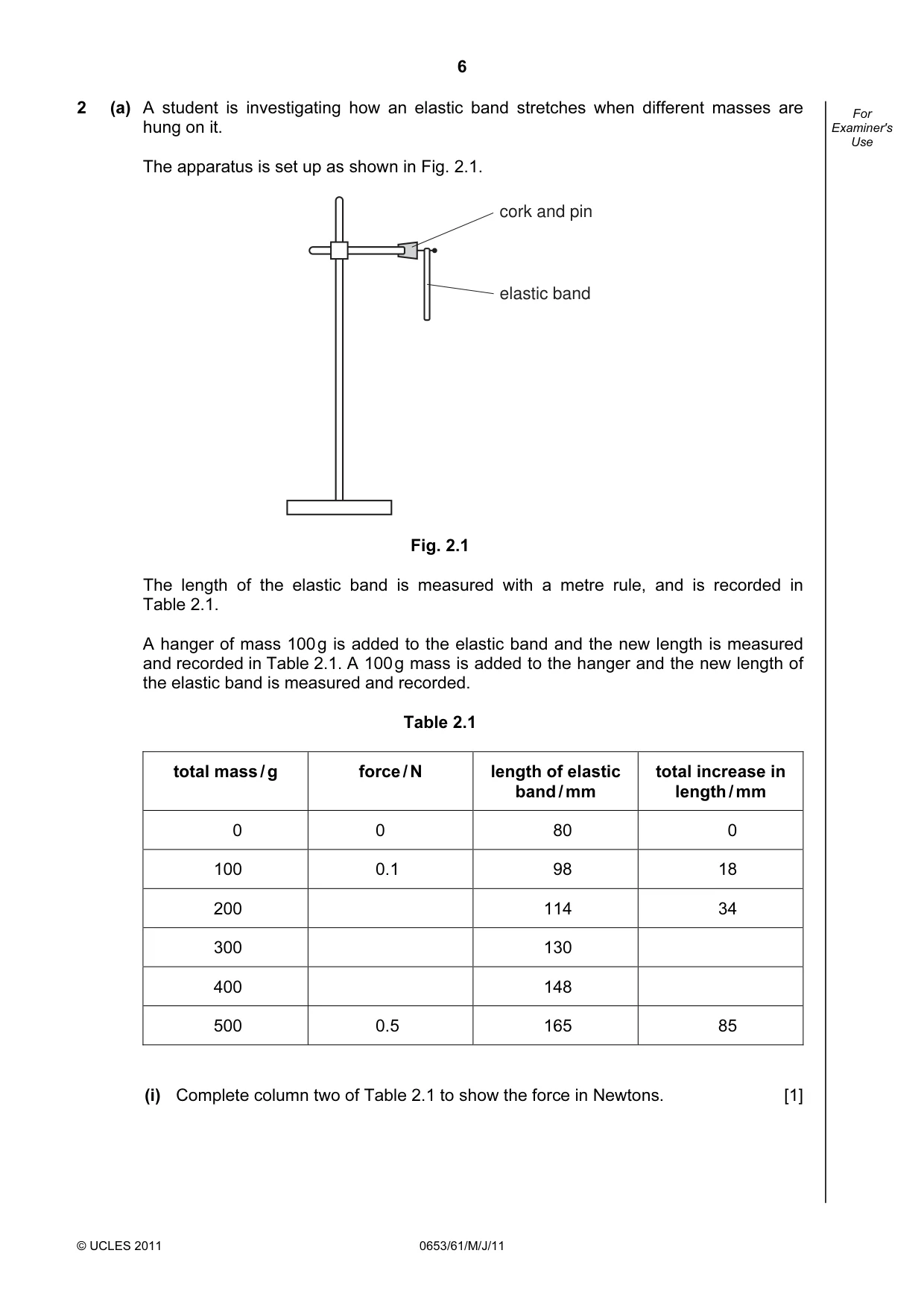 Cambridge IGCSE Science - Combined 0653 2011 May/June Paper 6 · Variant 1 question paper, page 6 of 20