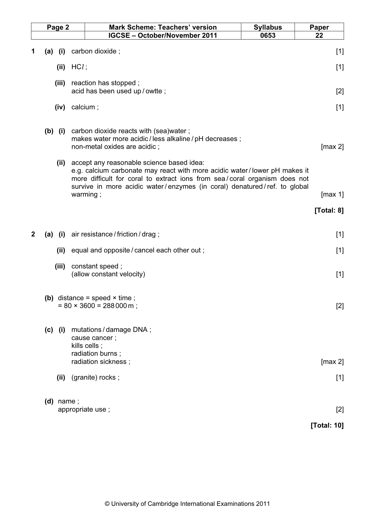 Mark scheme, page 2 of 6