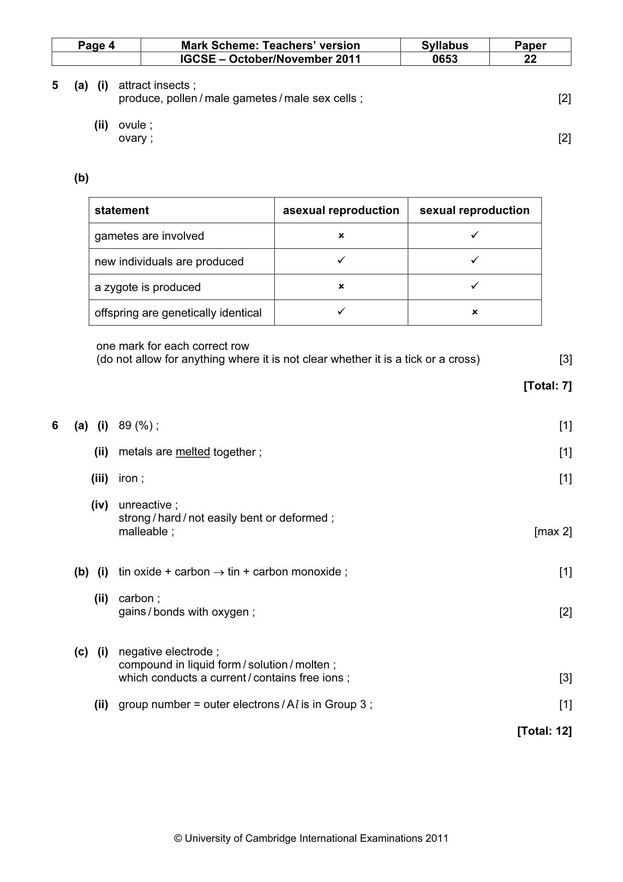 Mark scheme, page 4 of 6