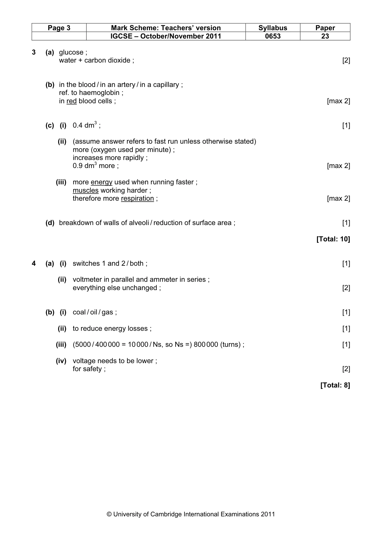 Mark scheme, page 3 of 6
