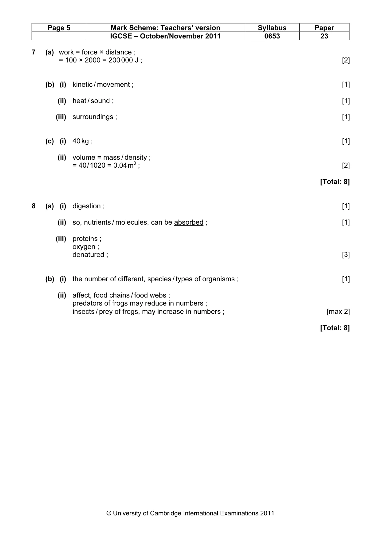Mark scheme, page 5 of 6