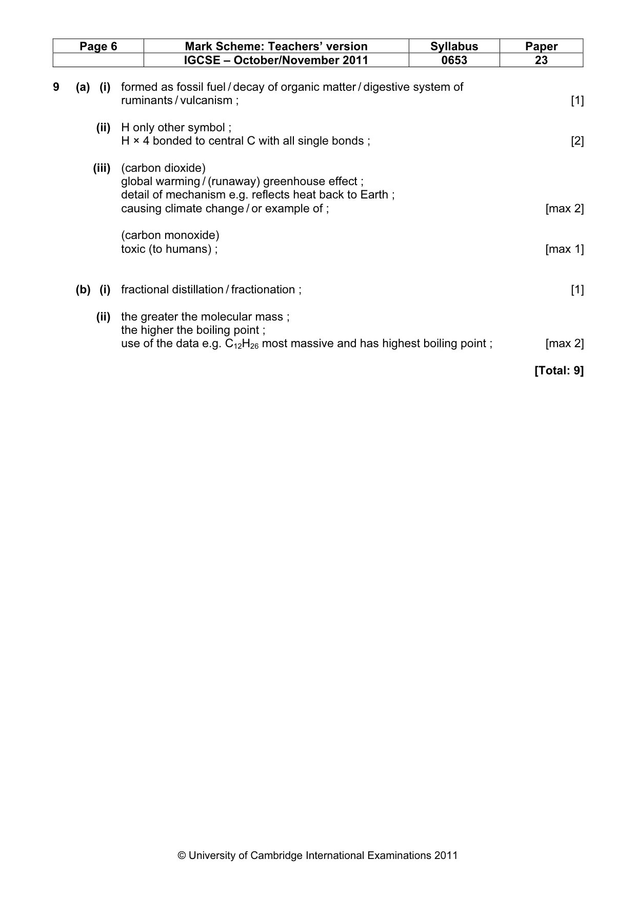 Mark scheme, page 6 of 6