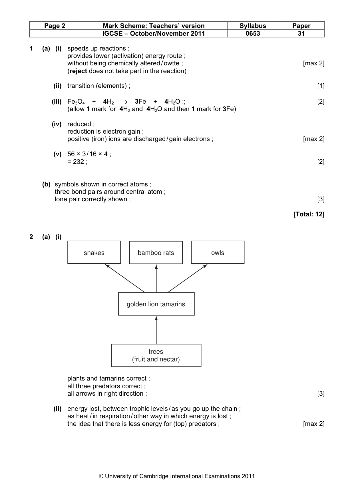 Mark scheme, page 2 of 5