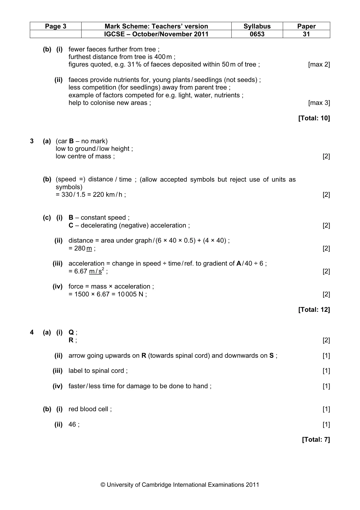 Mark scheme, page 3 of 5