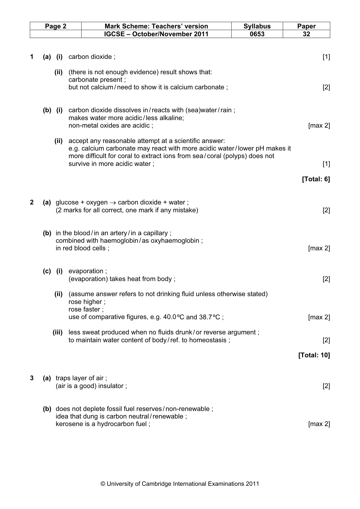 Mark scheme, page 2 of 5