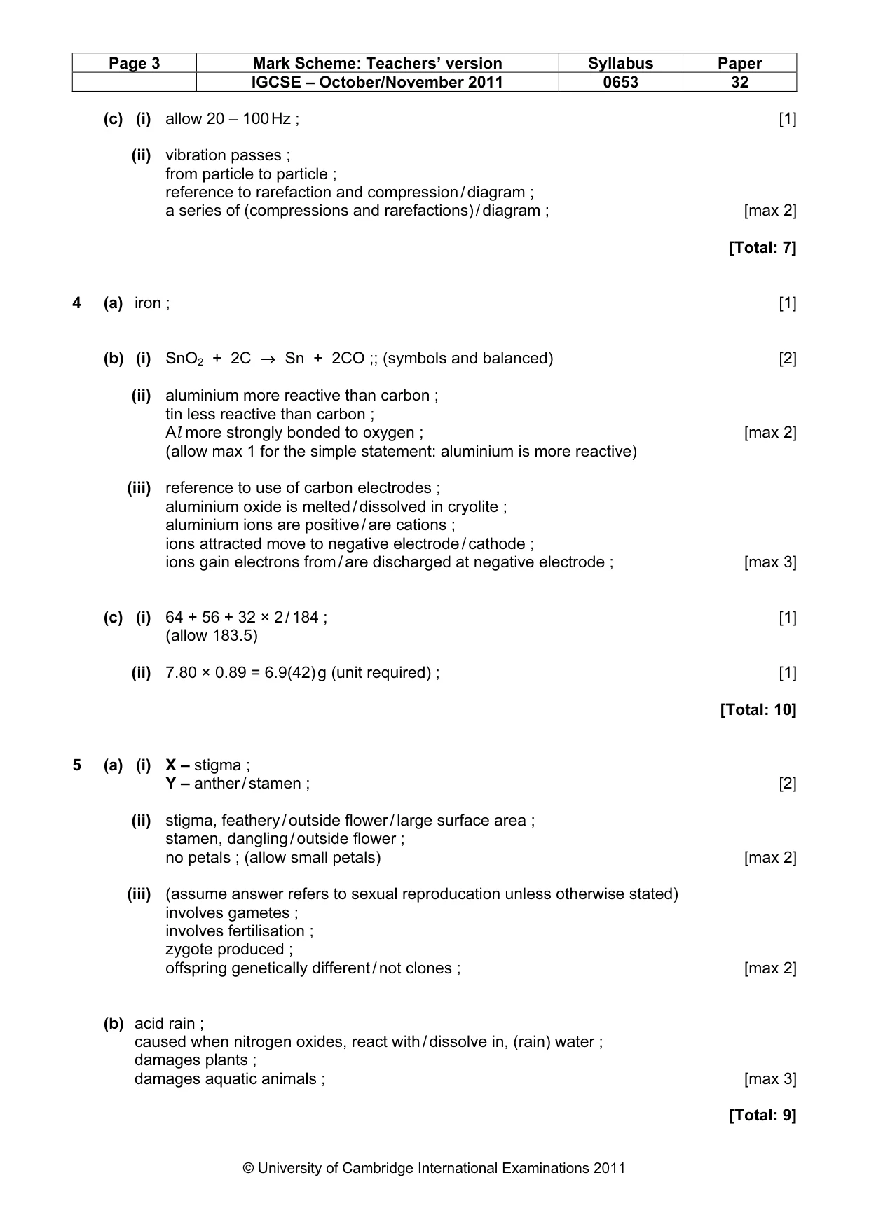 Mark scheme, page 3 of 5