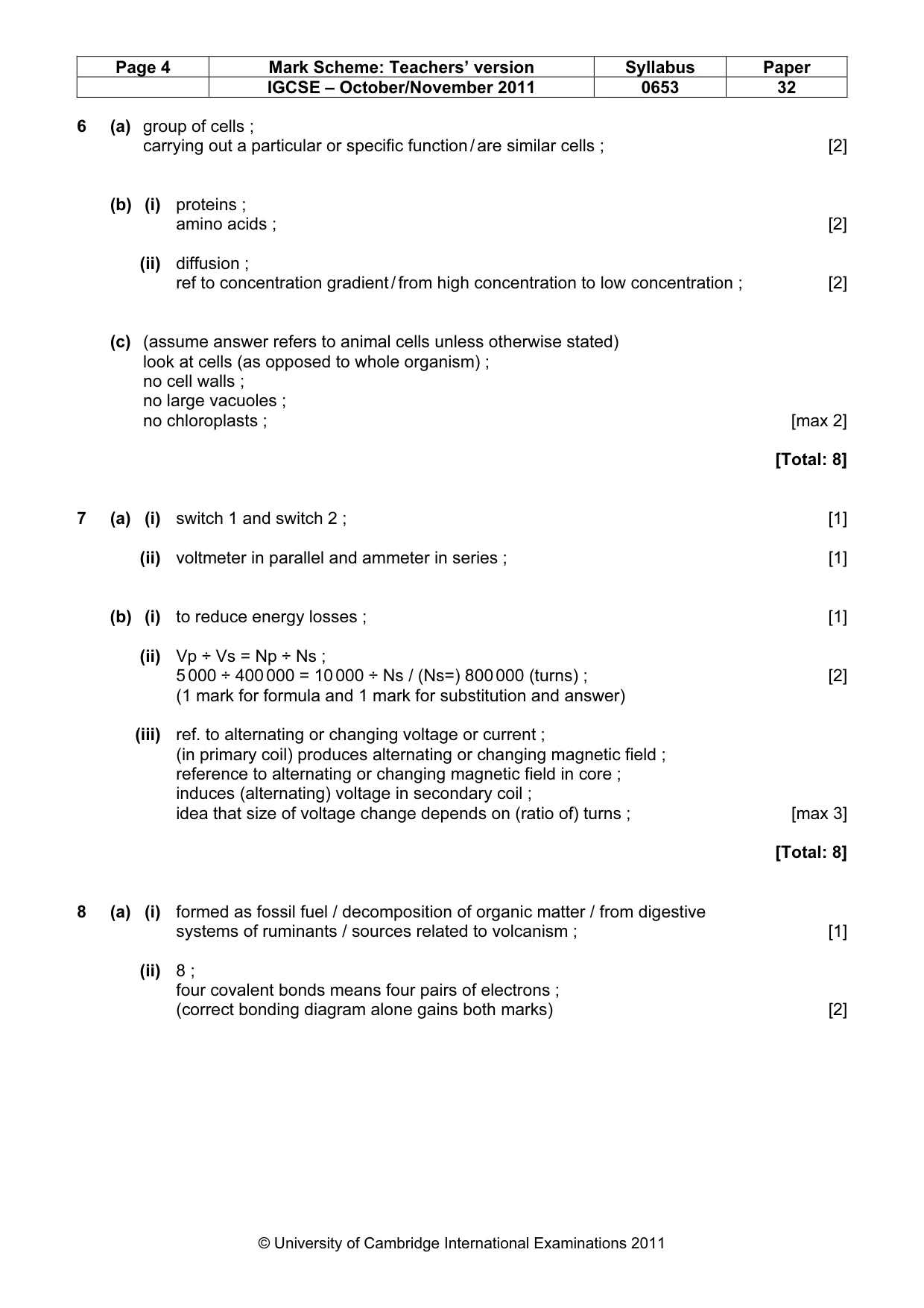 Mark scheme, page 4 of 5