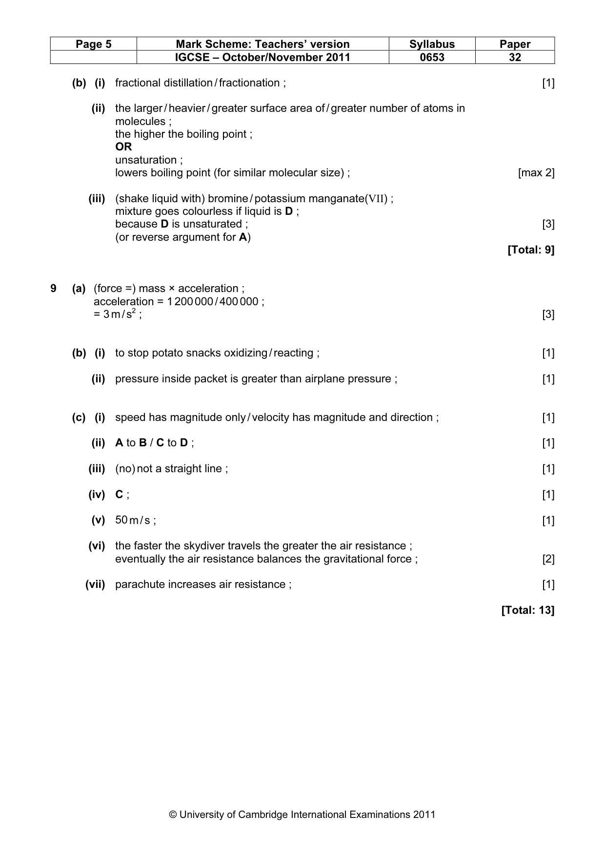 Mark scheme, page 5 of 5