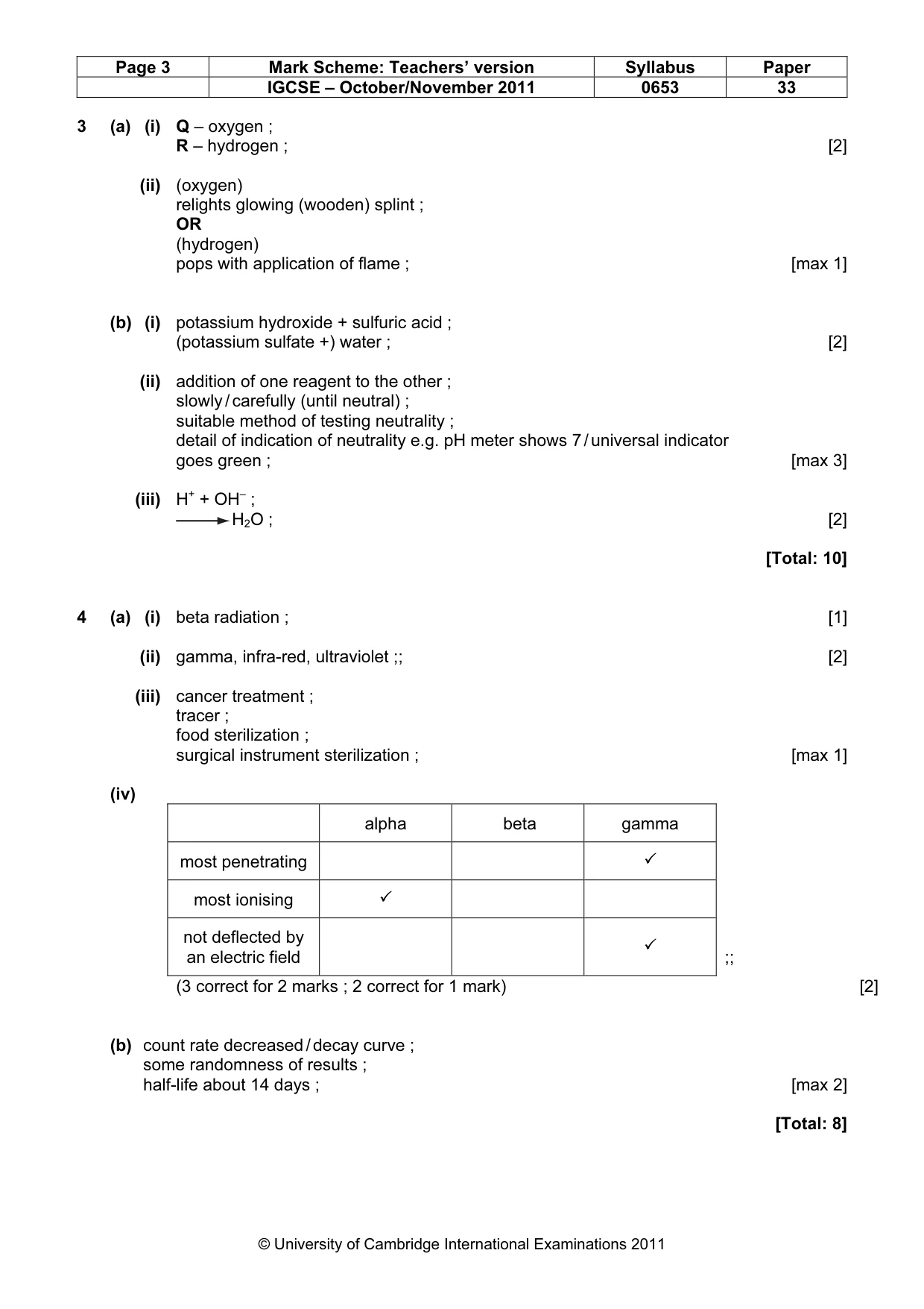 Mark scheme, page 3 of 6