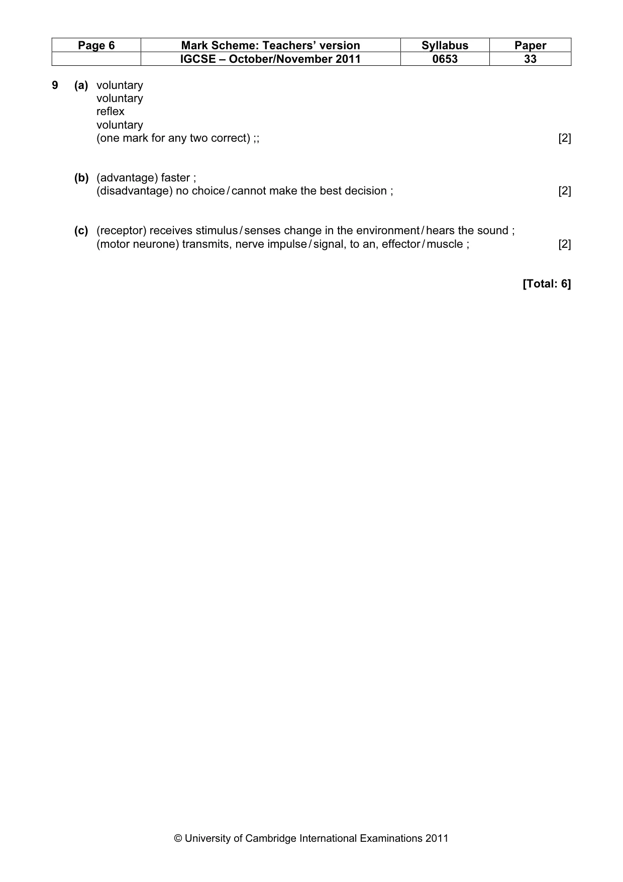Mark scheme, page 6 of 6