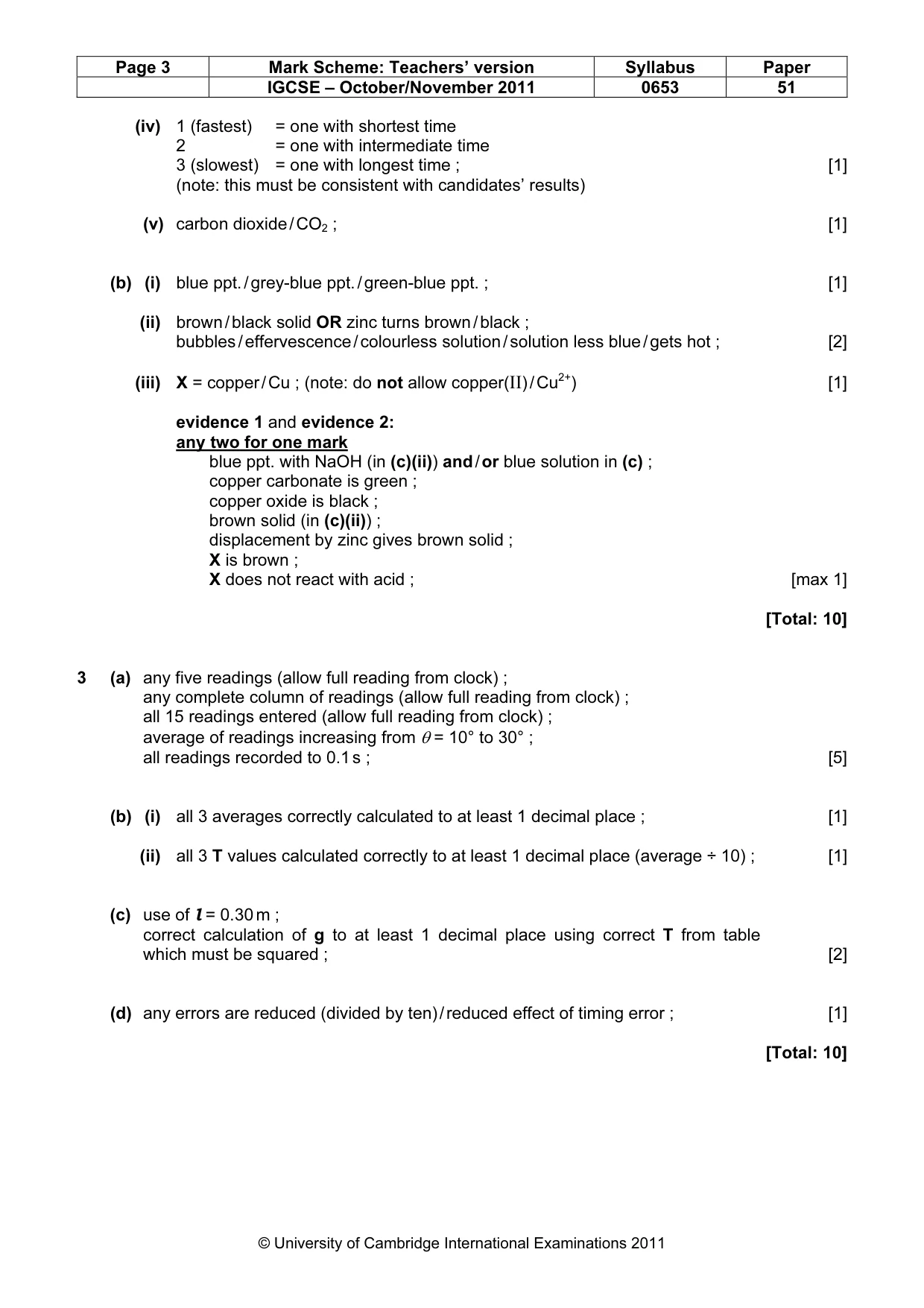 Mark scheme, page 3 of 3
