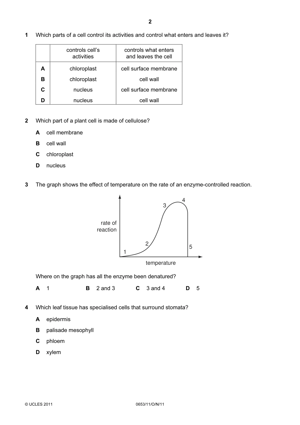 Cambridge IGCSE Science - Combined 0653 2011 Oct/Nov Paper 1 · Variant 1 question paper, page 2 of 16