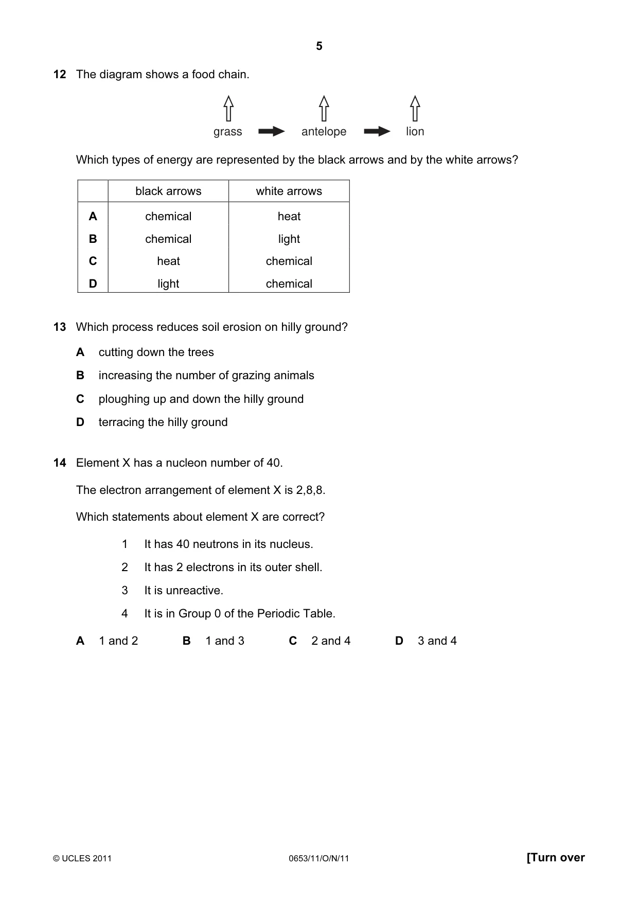 Cambridge IGCSE Science - Combined 0653 2011 Oct/Nov Paper 1 · Variant 1 question paper, page 5 of 16