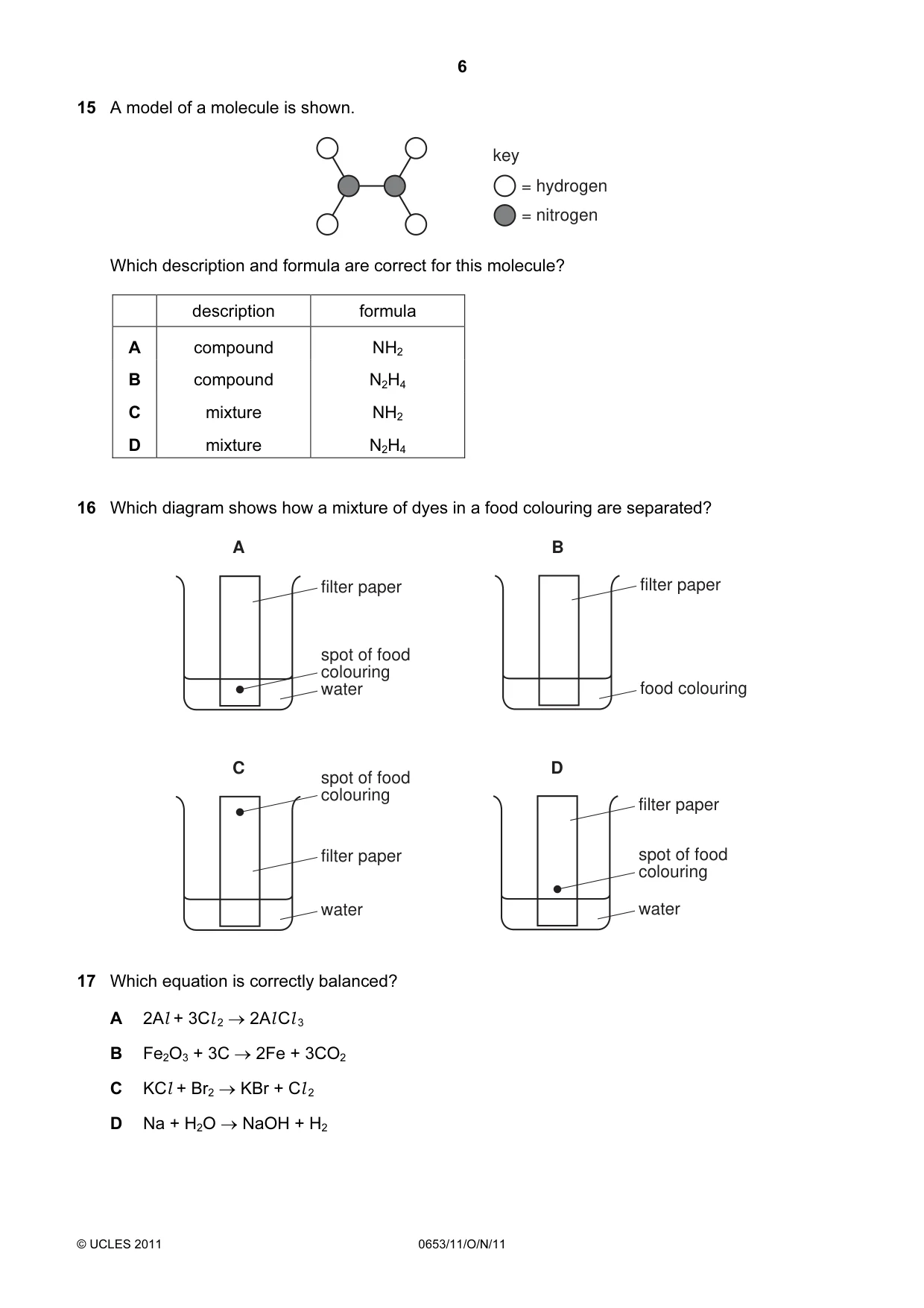Cambridge IGCSE Science - Combined 0653 2011 Oct/Nov Paper 1 · Variant 1 question paper, page 6 of 16
