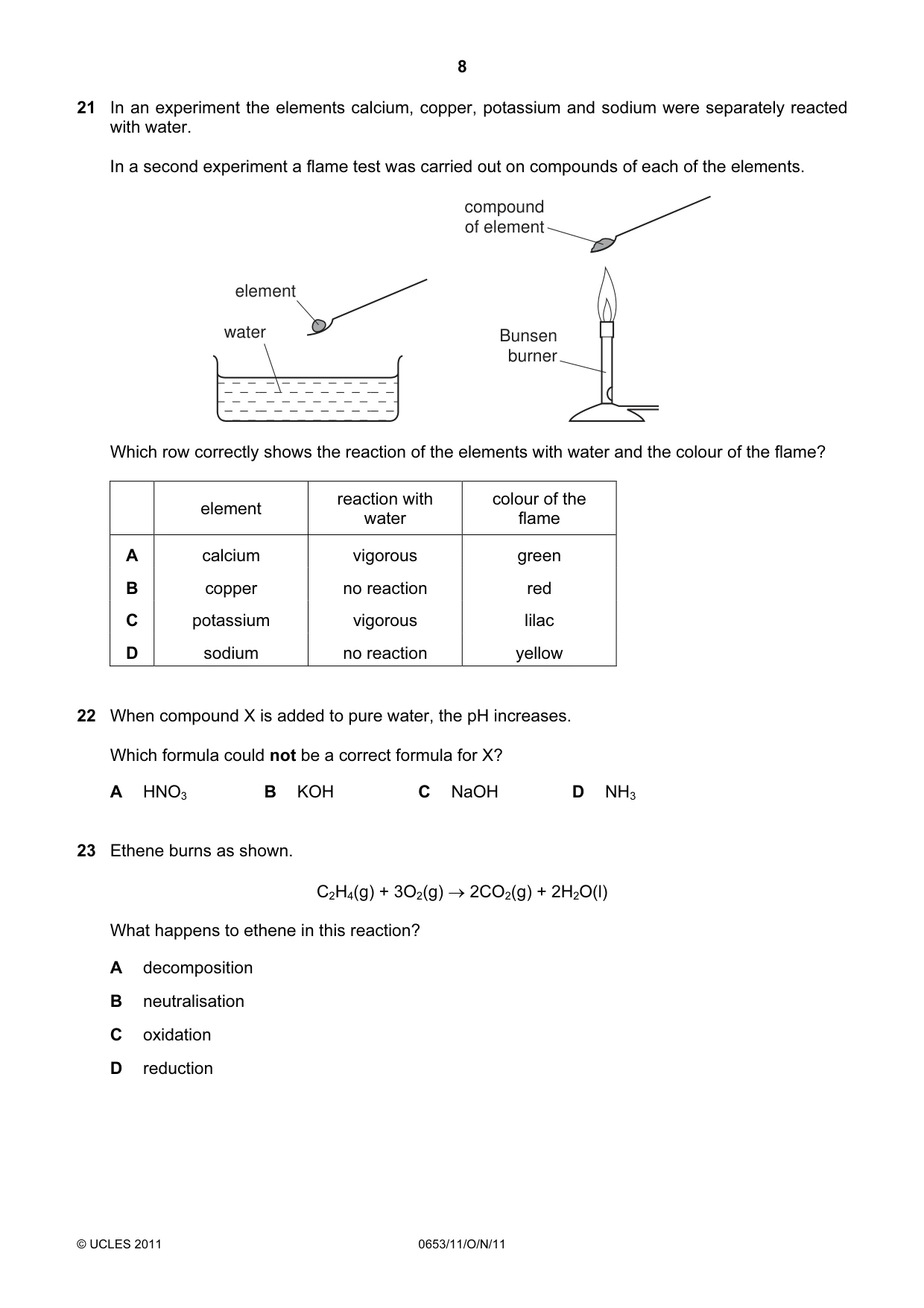Cambridge IGCSE Science - Combined 0653 2011 Oct/Nov Paper 1 · Variant 1 question paper, page 8 of 16