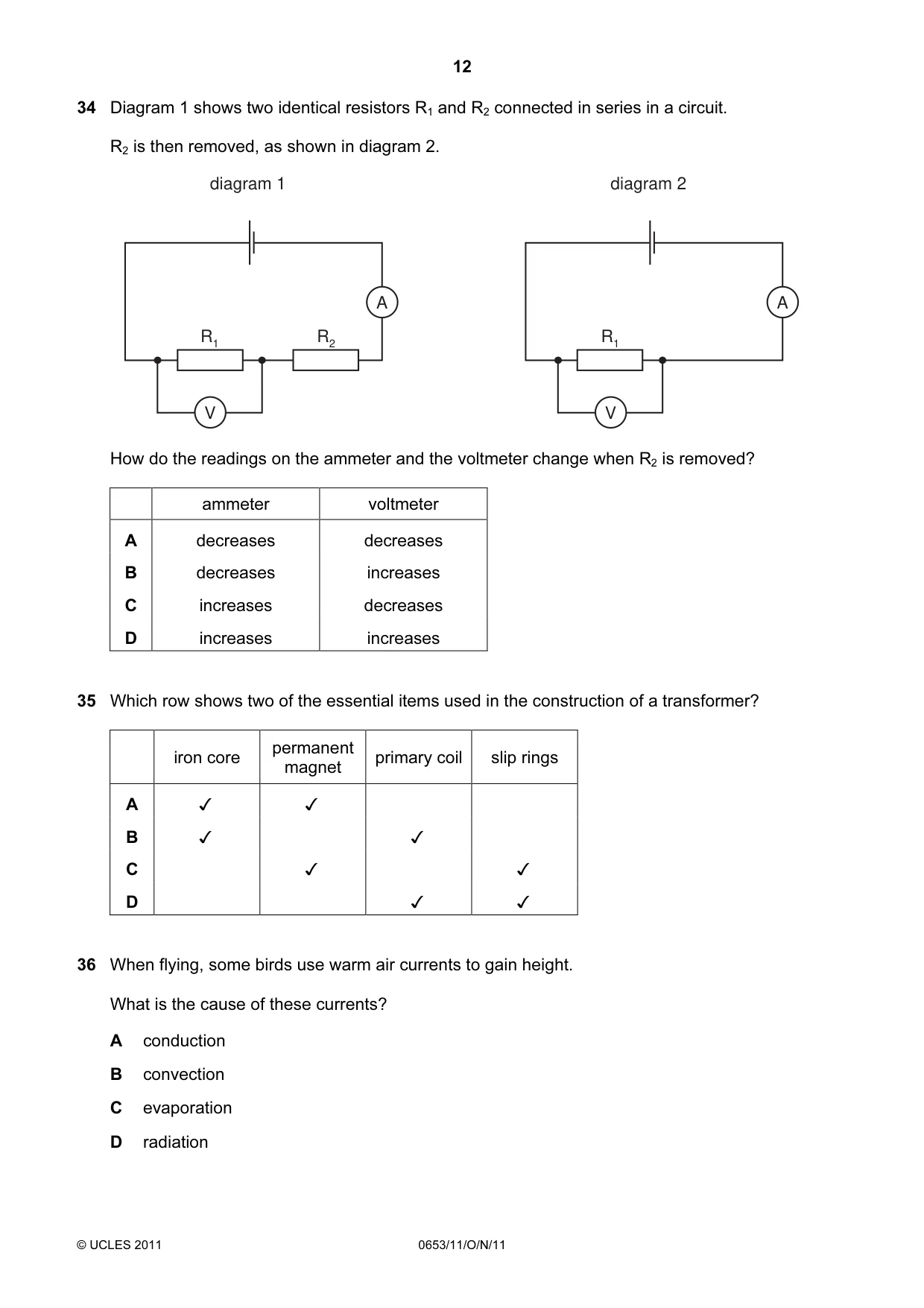 Cambridge IGCSE Science - Combined 0653 2011 Oct/Nov Paper 1 · Variant 1 question paper, page 12 of 16