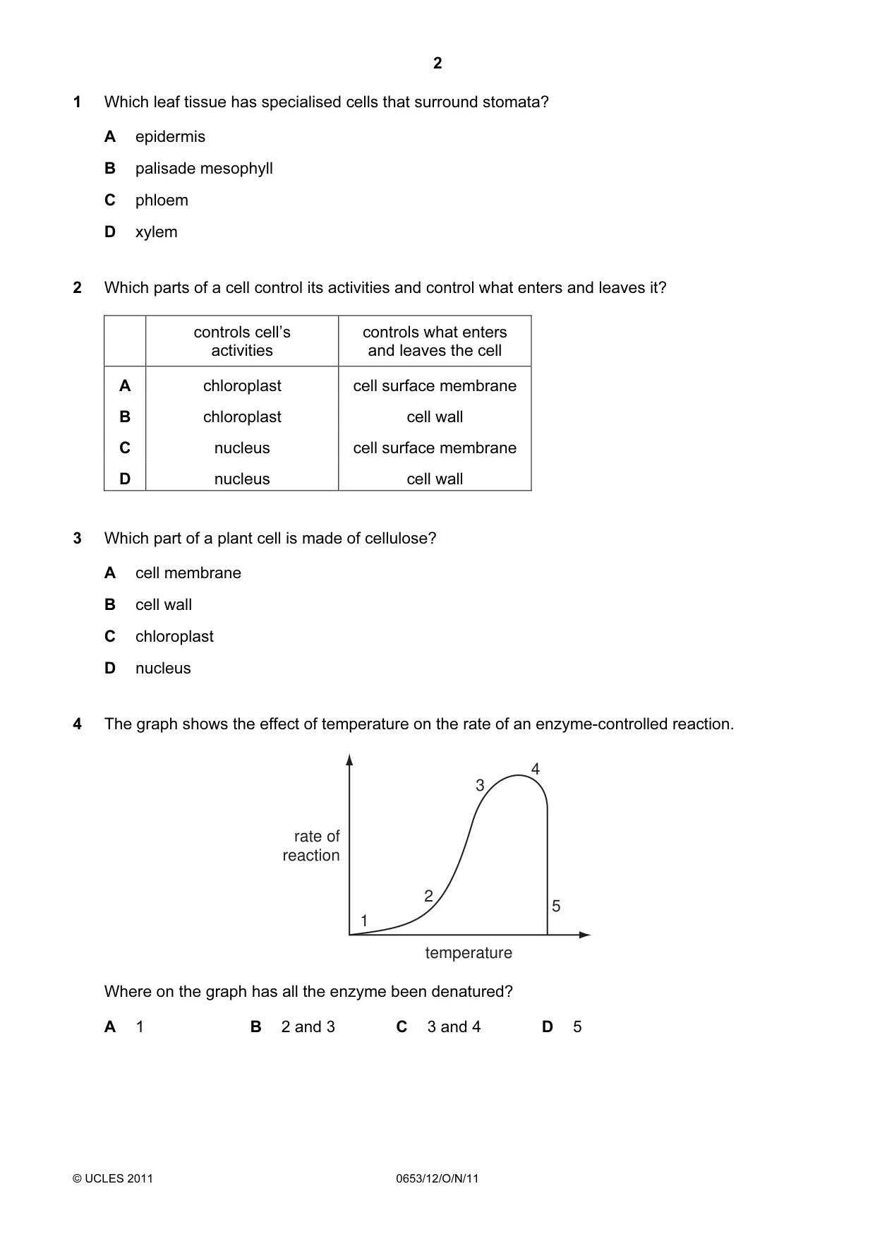 Cambridge IGCSE Science - Combined 0653 2011 Oct/Nov Paper 1 · Variant 2 question paper, page 2 of 16