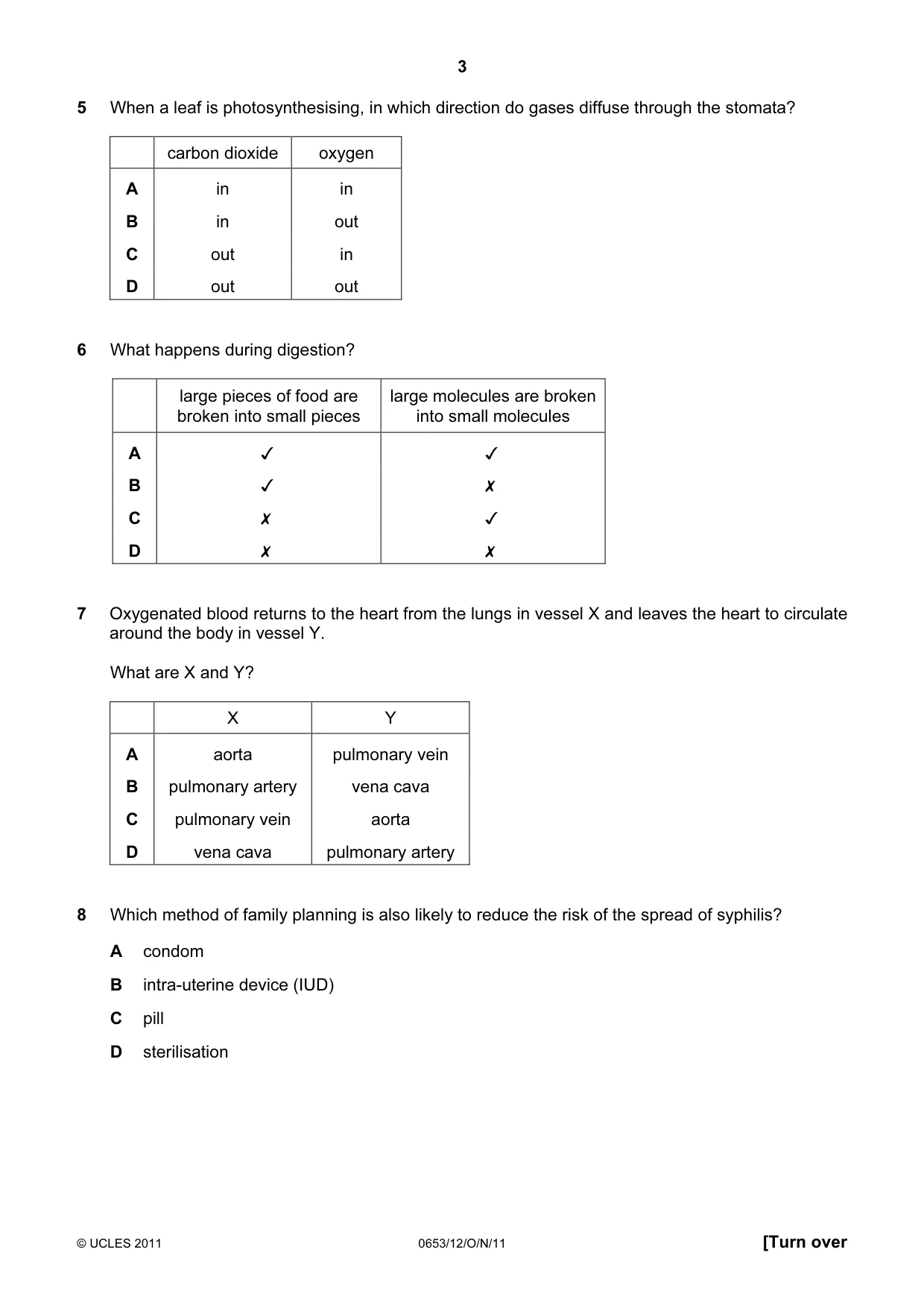Cambridge IGCSE Science - Combined 0653 2011 Oct/Nov Paper 1 · Variant 2 question paper, page 3 of 16