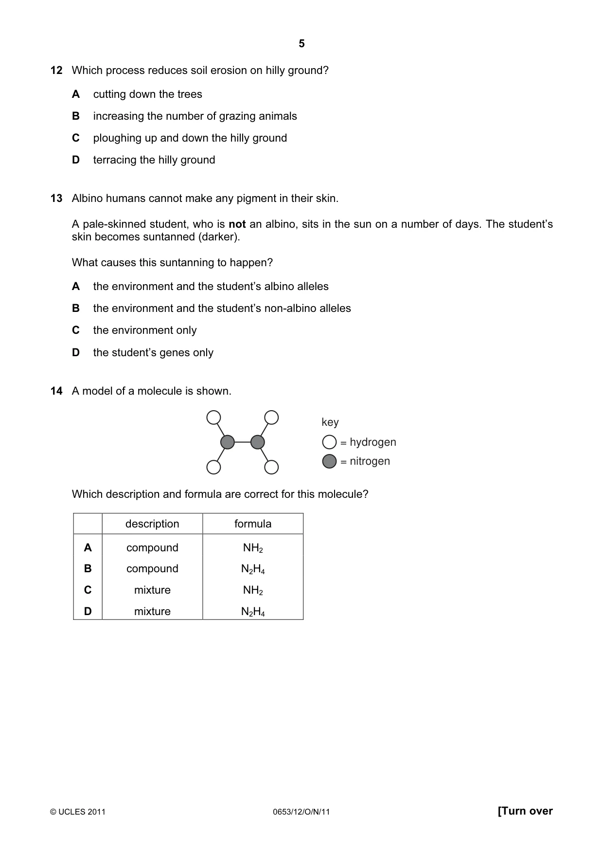 Cambridge IGCSE Science - Combined 0653 2011 Oct/Nov Paper 1 · Variant 2 question paper, page 5 of 16