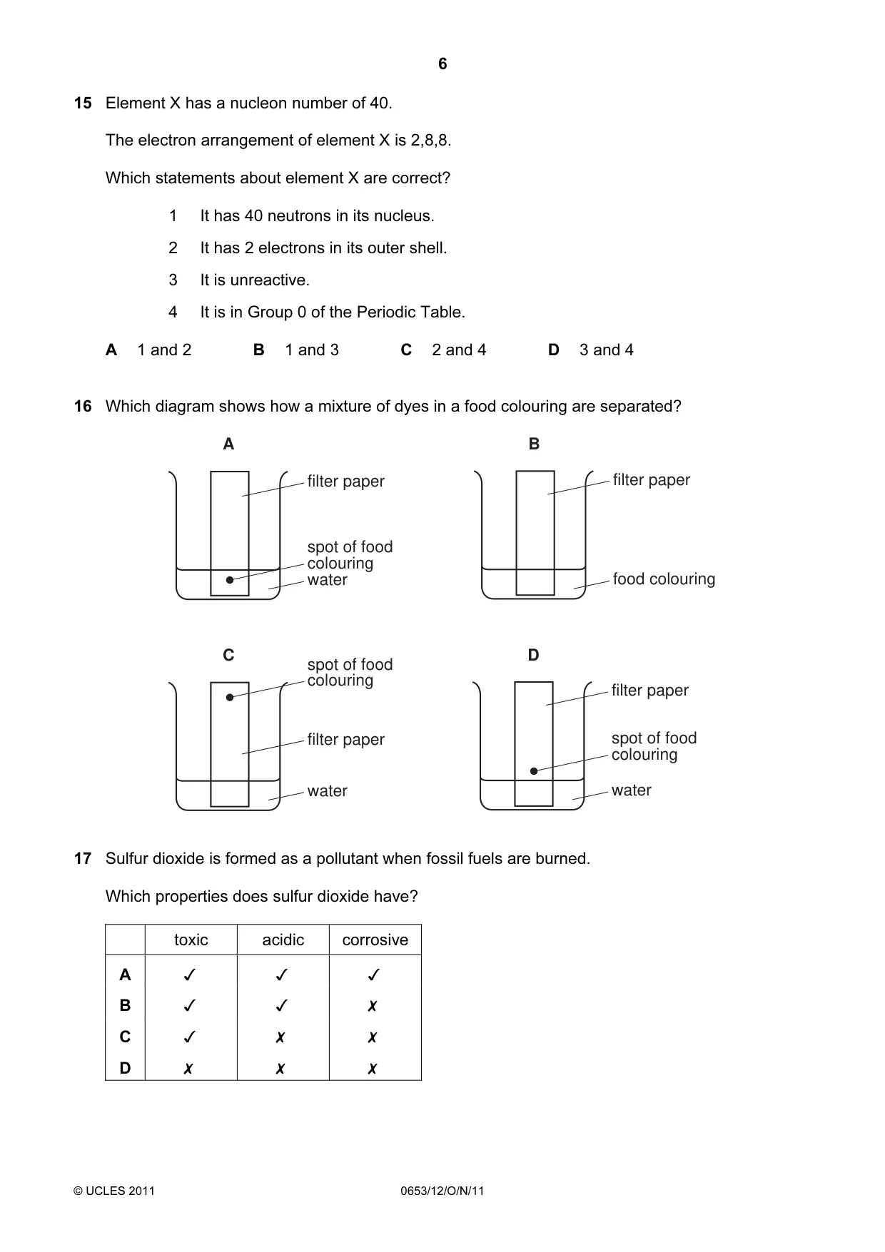 Cambridge IGCSE Science - Combined 0653 2011 Oct/Nov Paper 1 · Variant 2 question paper, page 6 of 16
