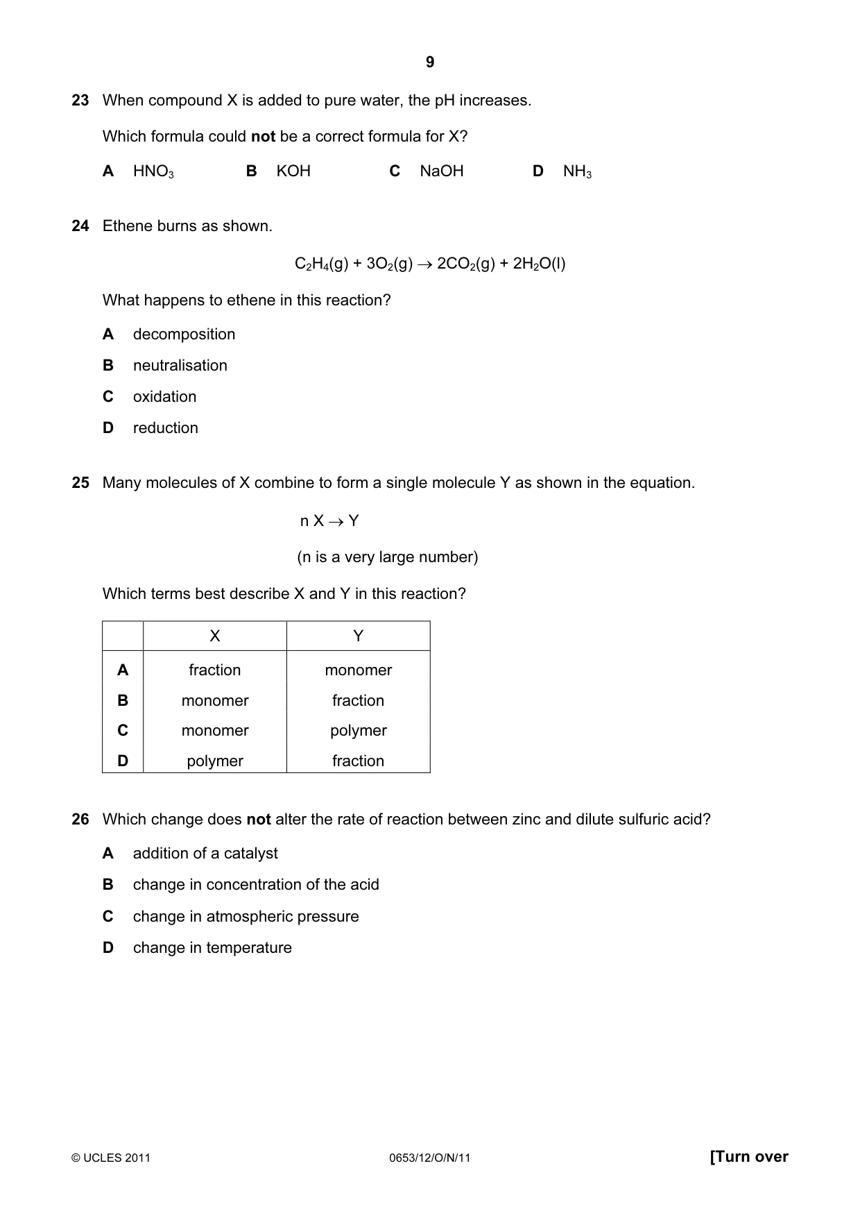 Cambridge IGCSE Science - Combined 0653 2011 Oct/Nov Paper 1 · Variant 2 question paper, page 9 of 16