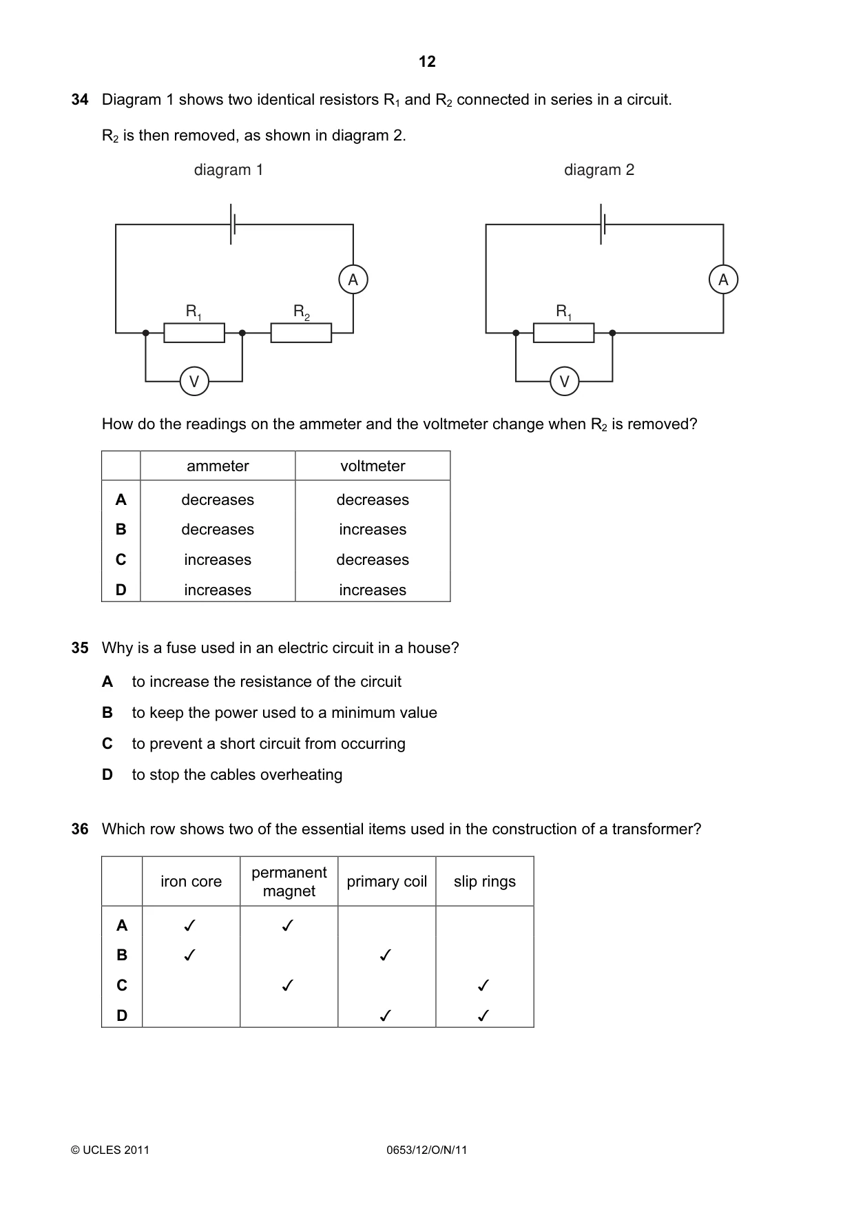 Cambridge IGCSE Science - Combined 0653 2011 Oct/Nov Paper 1 · Variant 2 question paper, page 12 of 16
