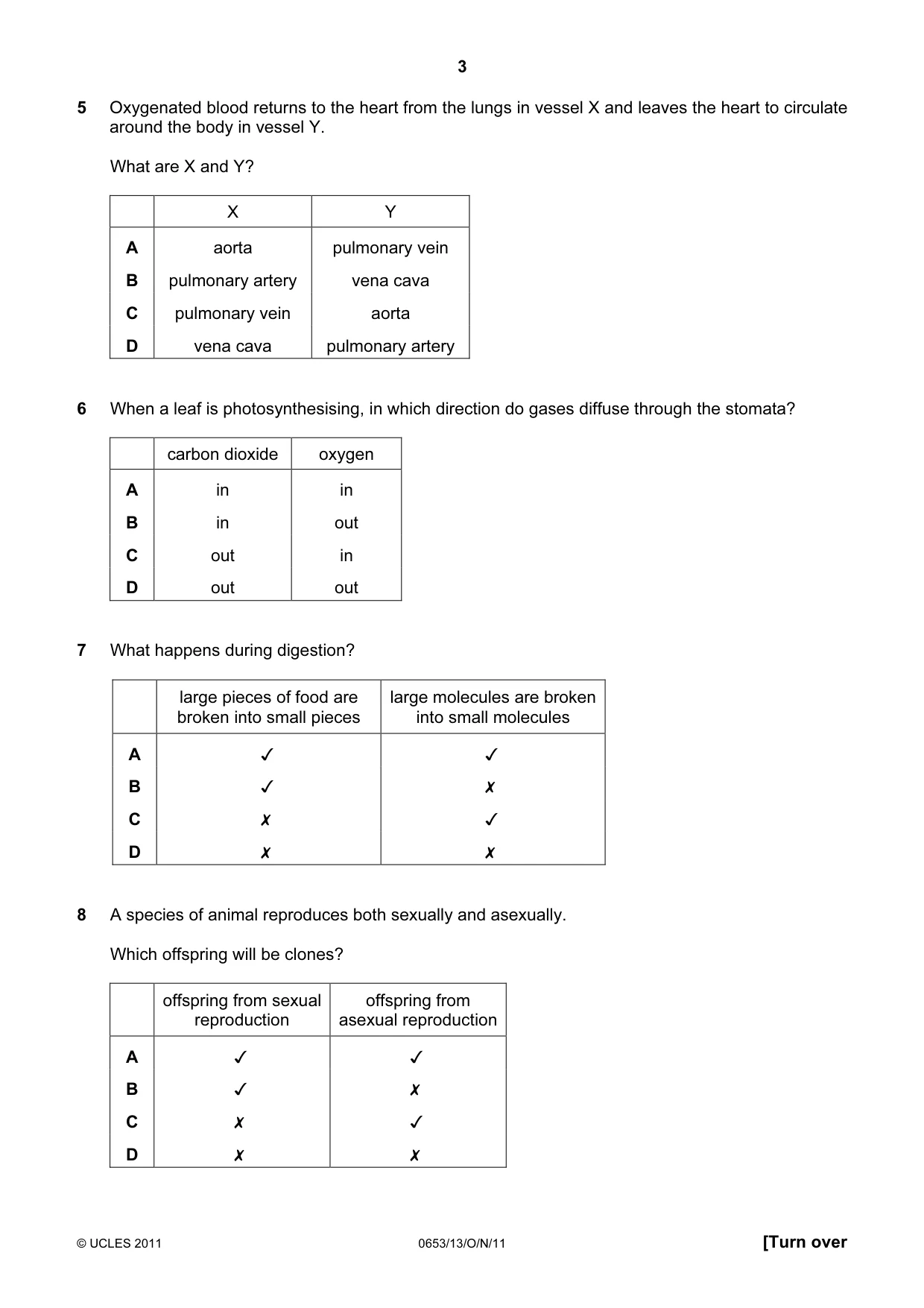 Cambridge IGCSE Science - Combined 0653 2011 Oct/Nov Paper 1 · Variant 3 question paper, page 3 of 16