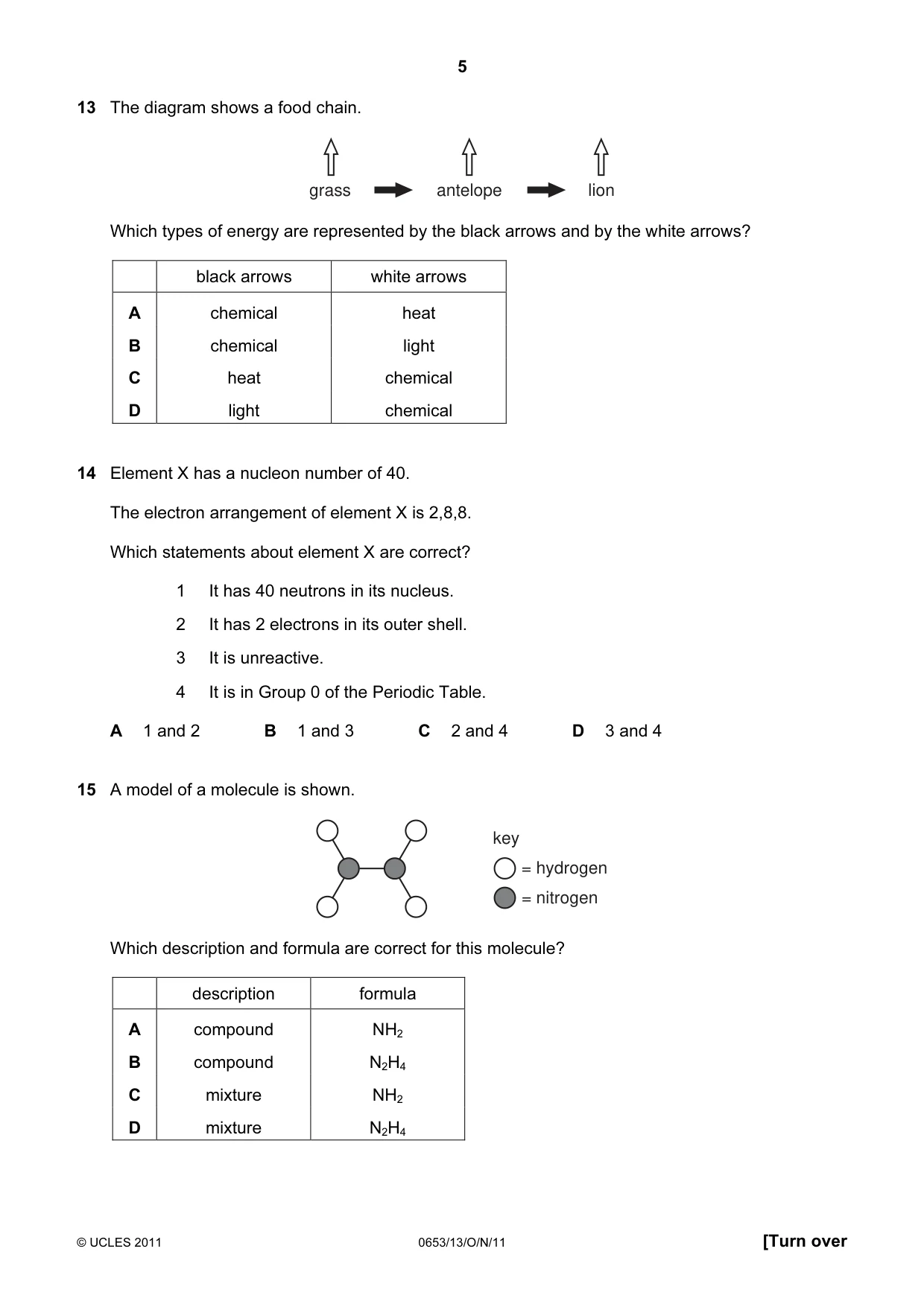 Cambridge IGCSE Science - Combined 0653 2011 Oct/Nov Paper 1 · Variant 3 question paper, page 5 of 16