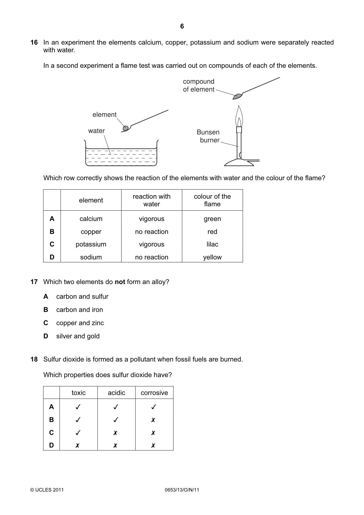Cambridge IGCSE Science - Combined 0653 2011 Oct/Nov Paper 1 · Variant 3 question paper, page 6 of 16