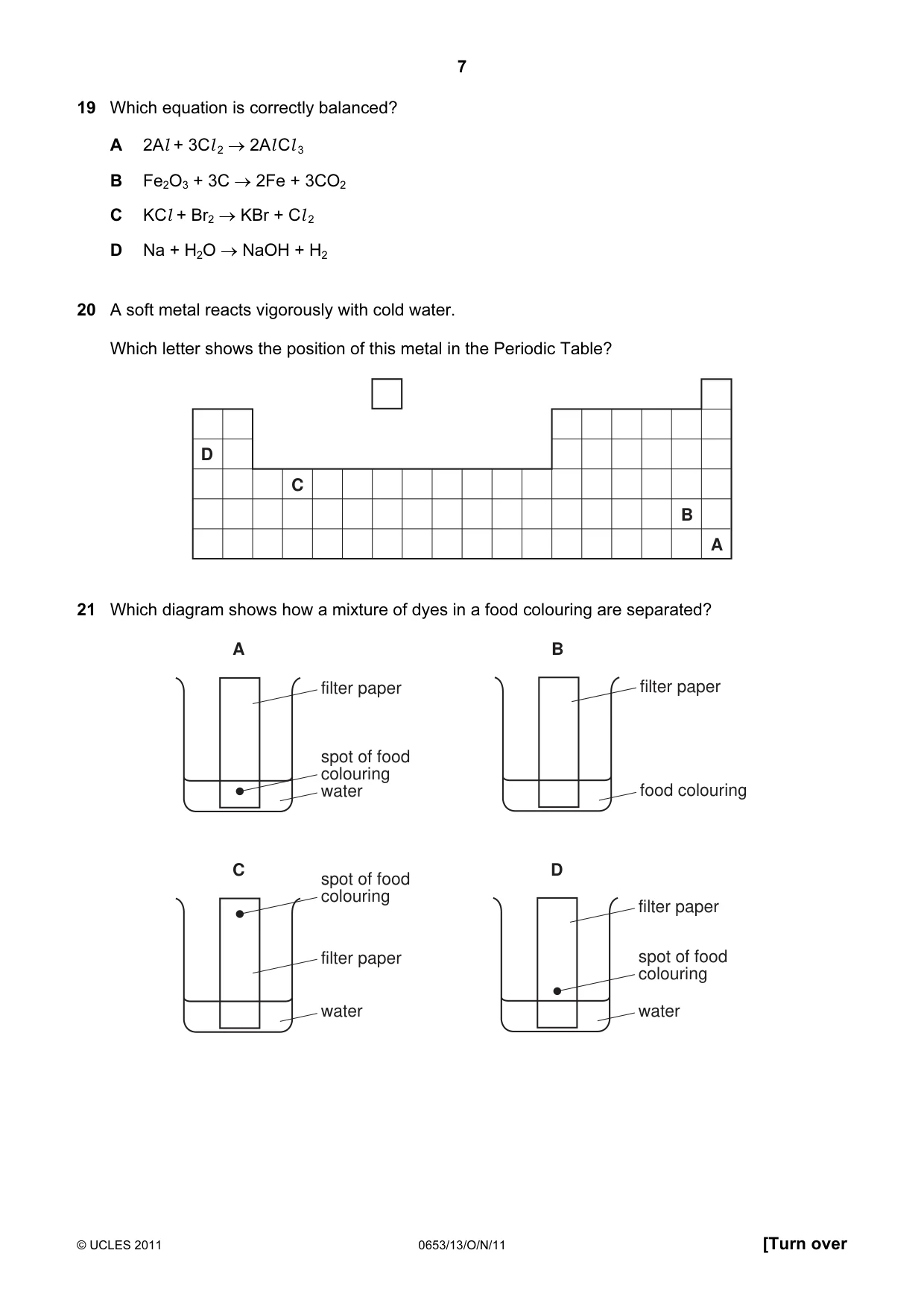 Cambridge IGCSE Science - Combined 0653 2011 Oct/Nov Paper 1 · Variant 3 question paper, page 7 of 16