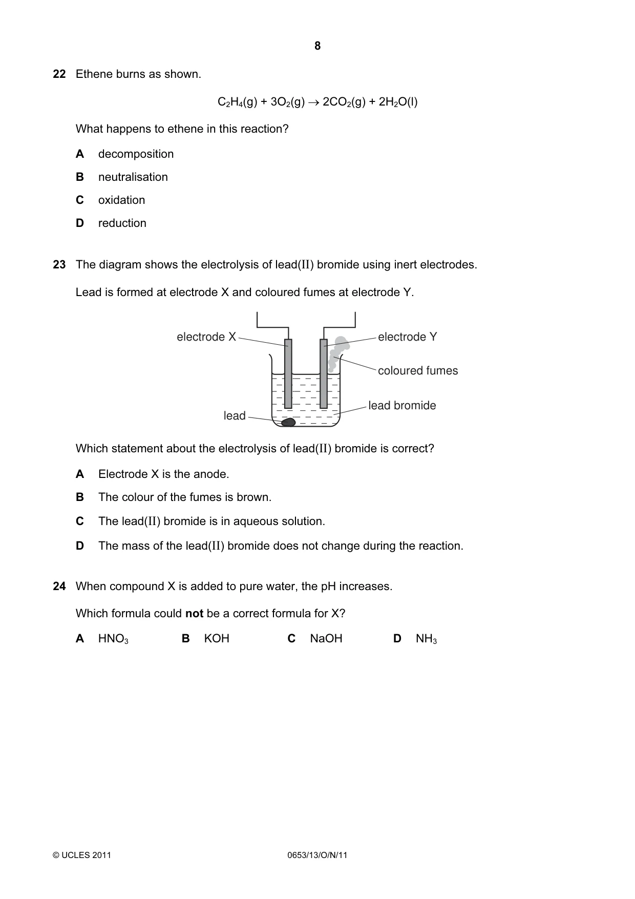 Cambridge IGCSE Science - Combined 0653 2011 Oct/Nov Paper 1 · Variant 3 question paper, page 8 of 16