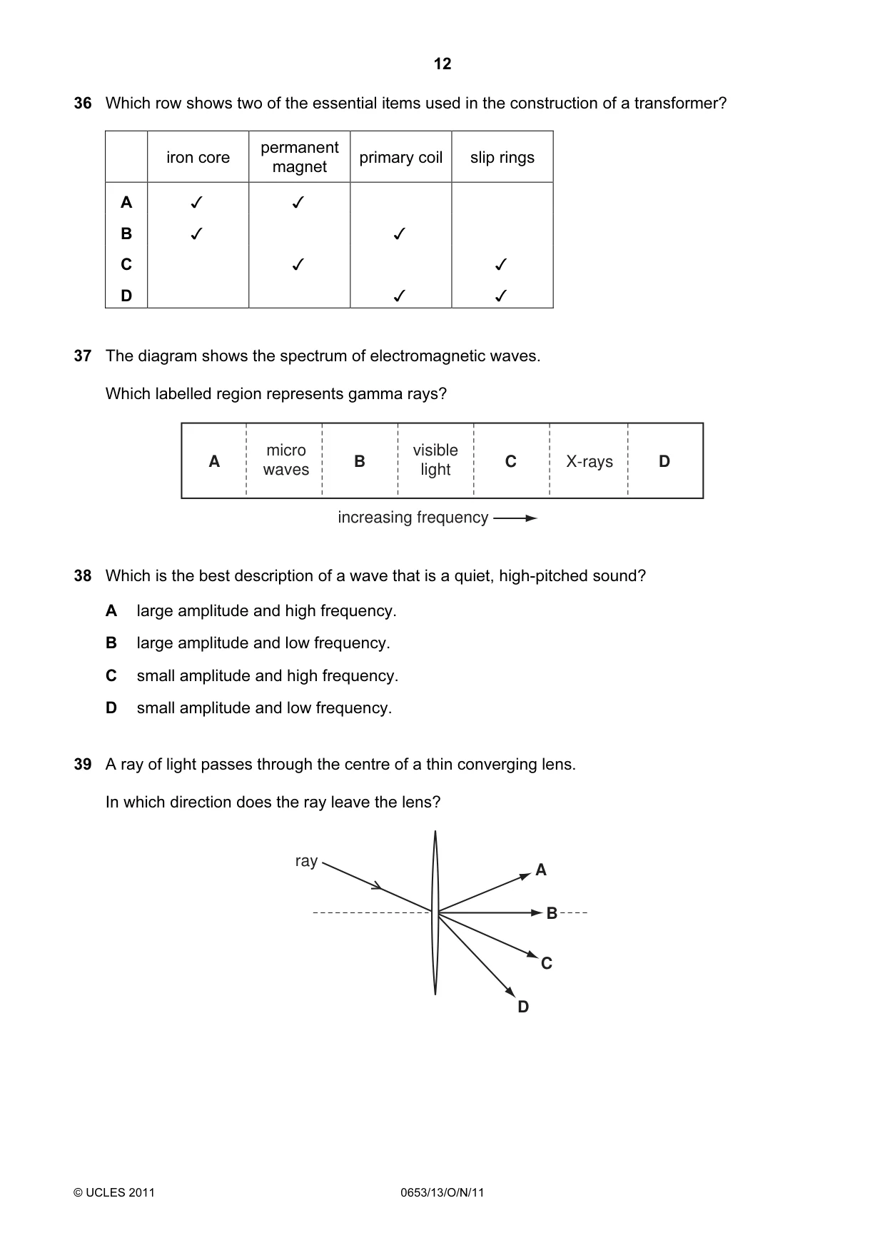 Cambridge IGCSE Science - Combined 0653 2011 Oct/Nov Paper 1 · Variant 3 question paper, page 12 of 16