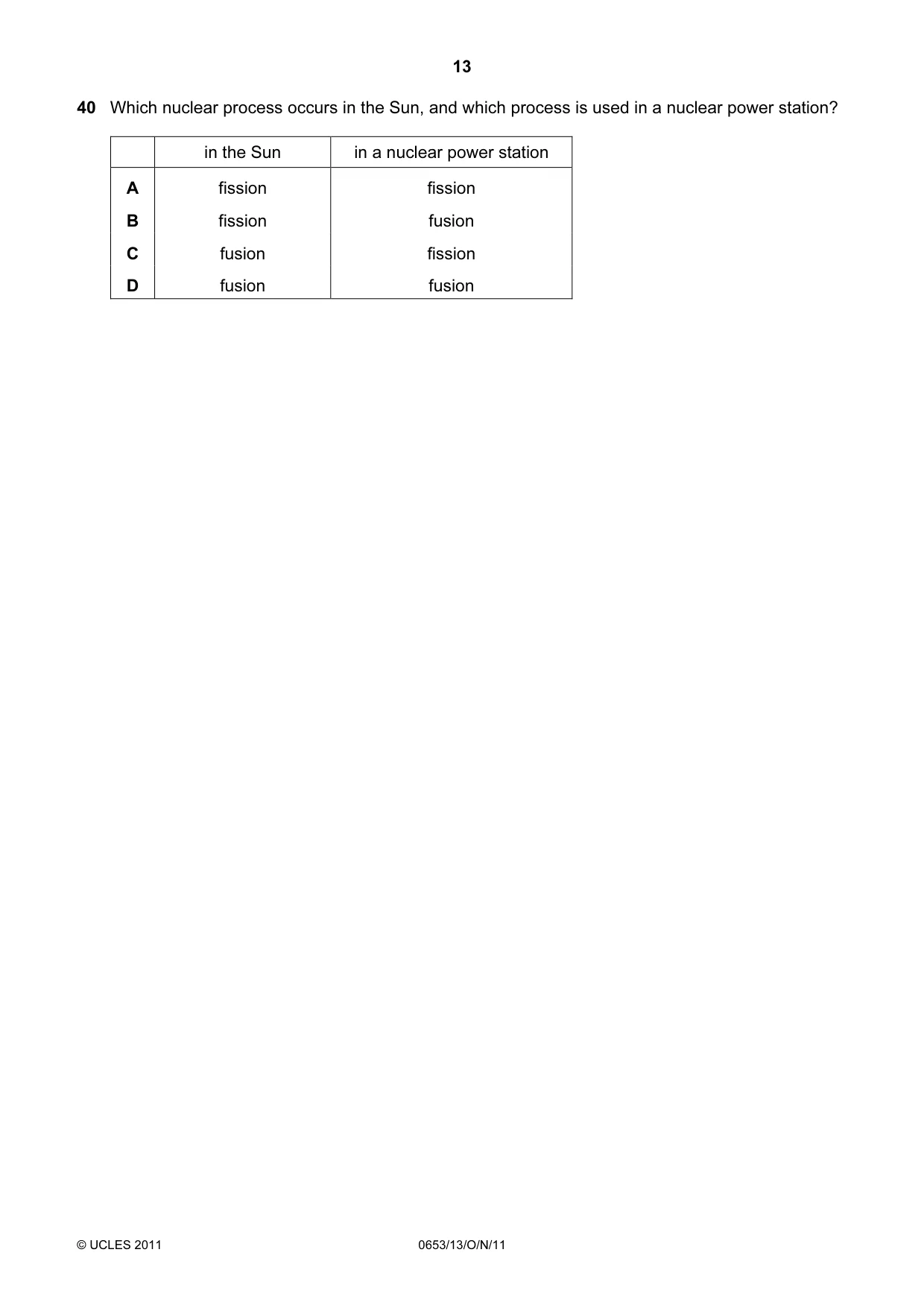Cambridge IGCSE Science - Combined 0653 2011 Oct/Nov Paper 1 · Variant 3 question paper, page 13 of 16