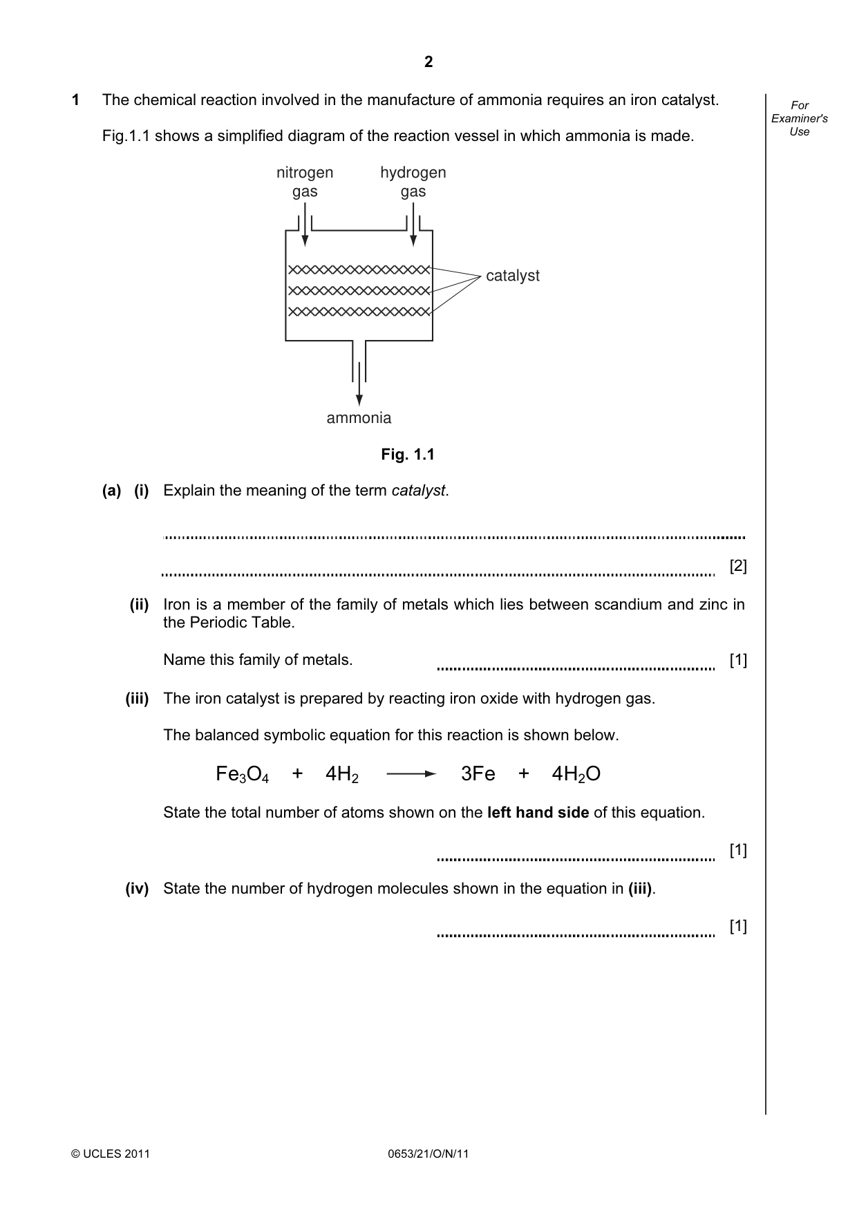 Cambridge IGCSE Science - Combined 0653 2011 Oct/Nov Paper 2 · Variant 1 question paper, page 2 of 20