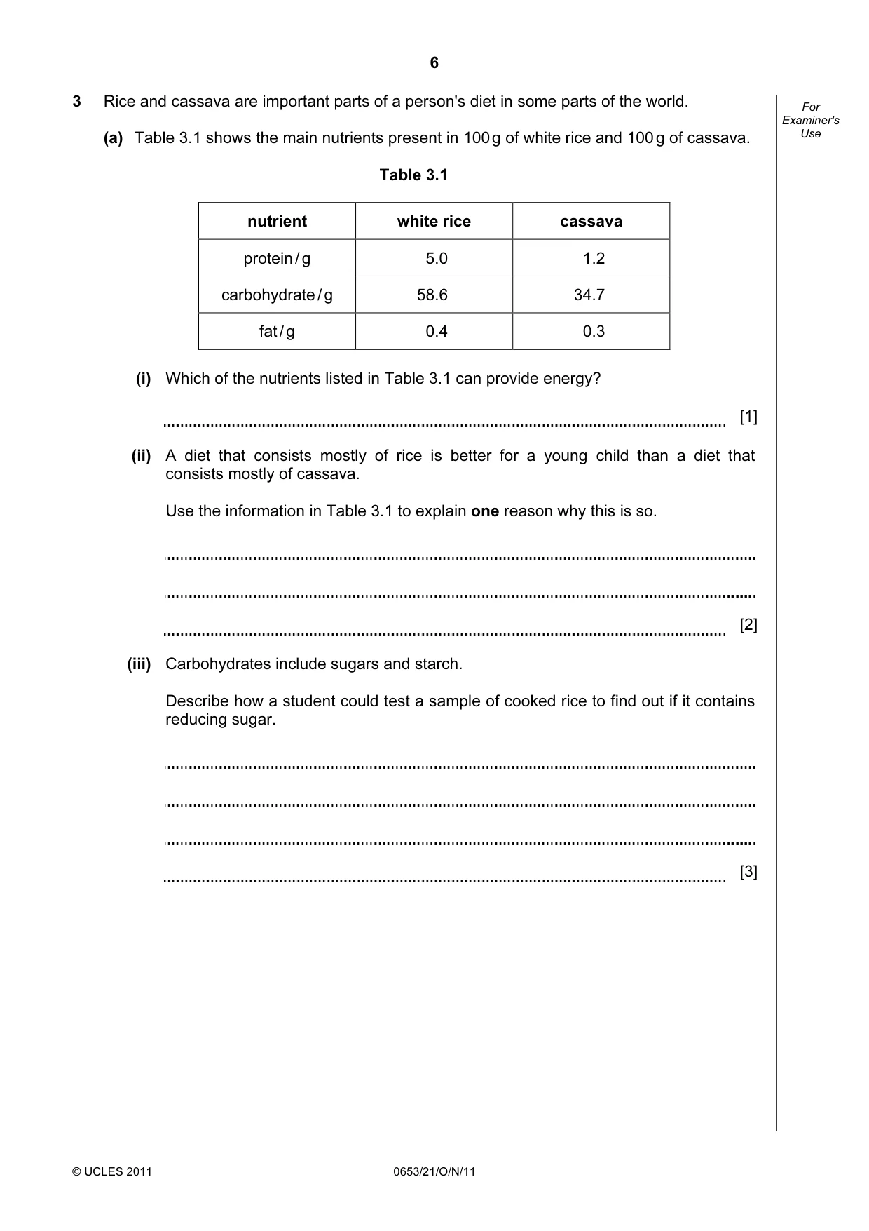Cambridge IGCSE Science - Combined 0653 2011 Oct/Nov Paper 2 · Variant 1 question paper, page 6 of 20