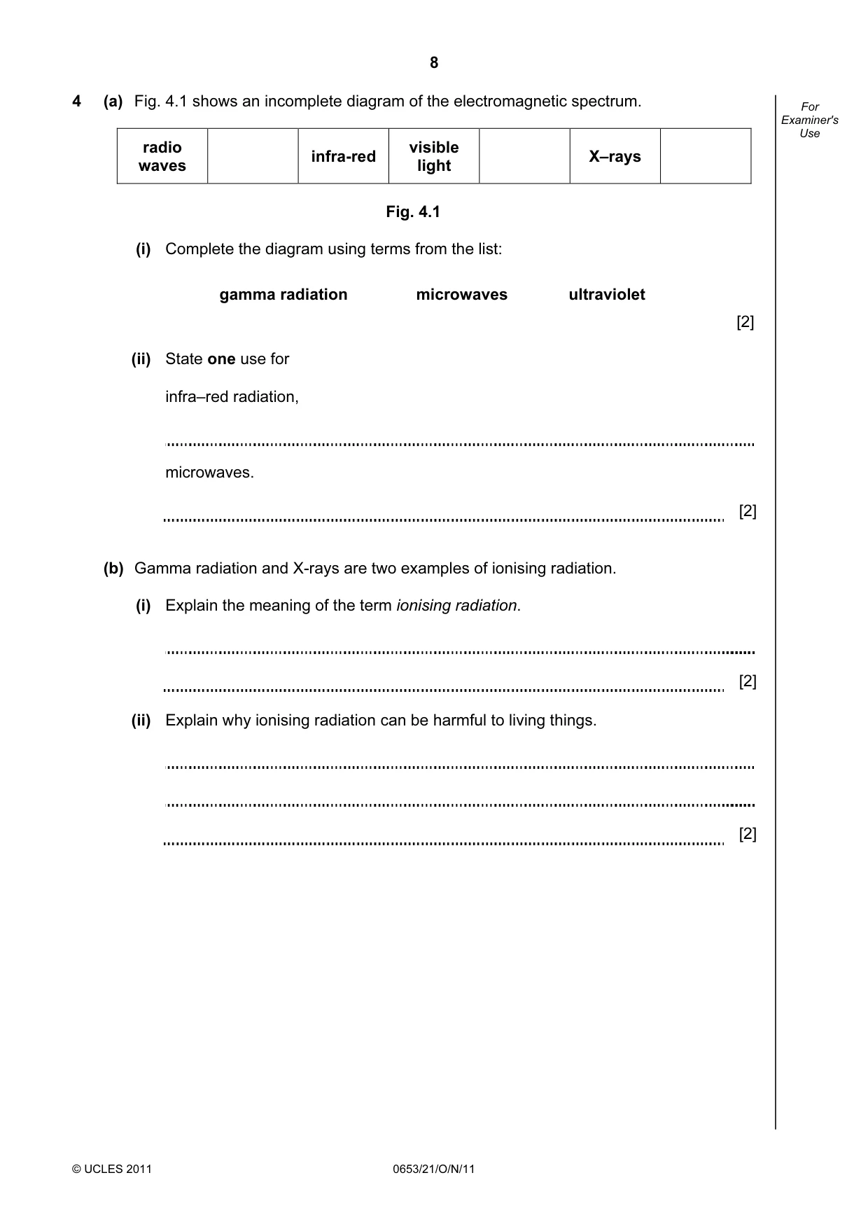 Cambridge IGCSE Science - Combined 0653 2011 Oct/Nov Paper 2 · Variant 1 question paper, page 8 of 20
