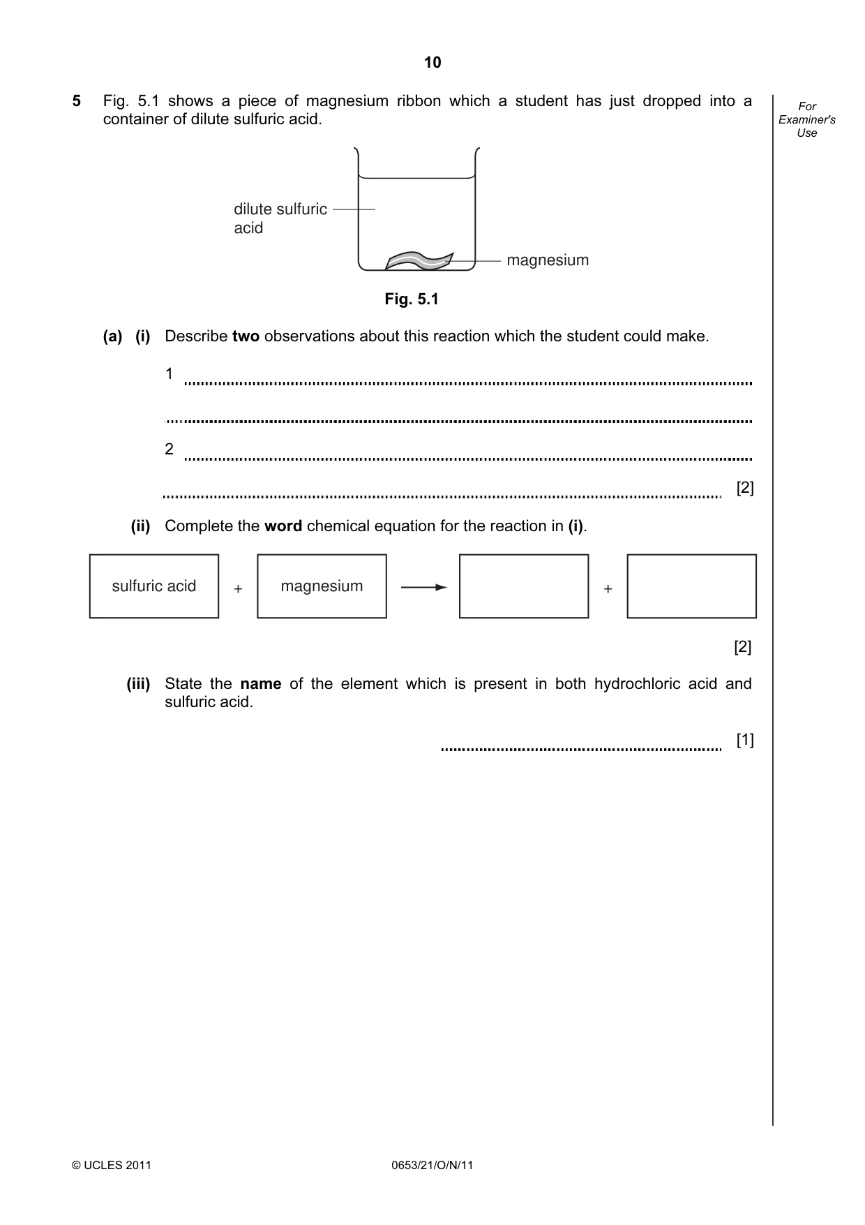 Cambridge IGCSE Science - Combined 0653 2011 Oct/Nov Paper 2 · Variant 1 question paper, page 10 of 20