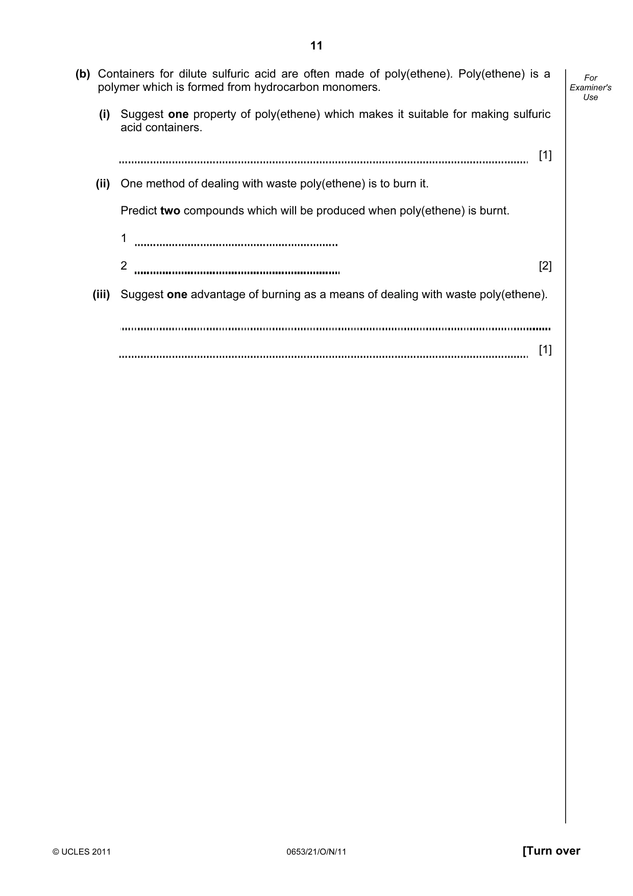 Cambridge IGCSE Science - Combined 0653 2011 Oct/Nov Paper 2 · Variant 1 question paper, page 11 of 20