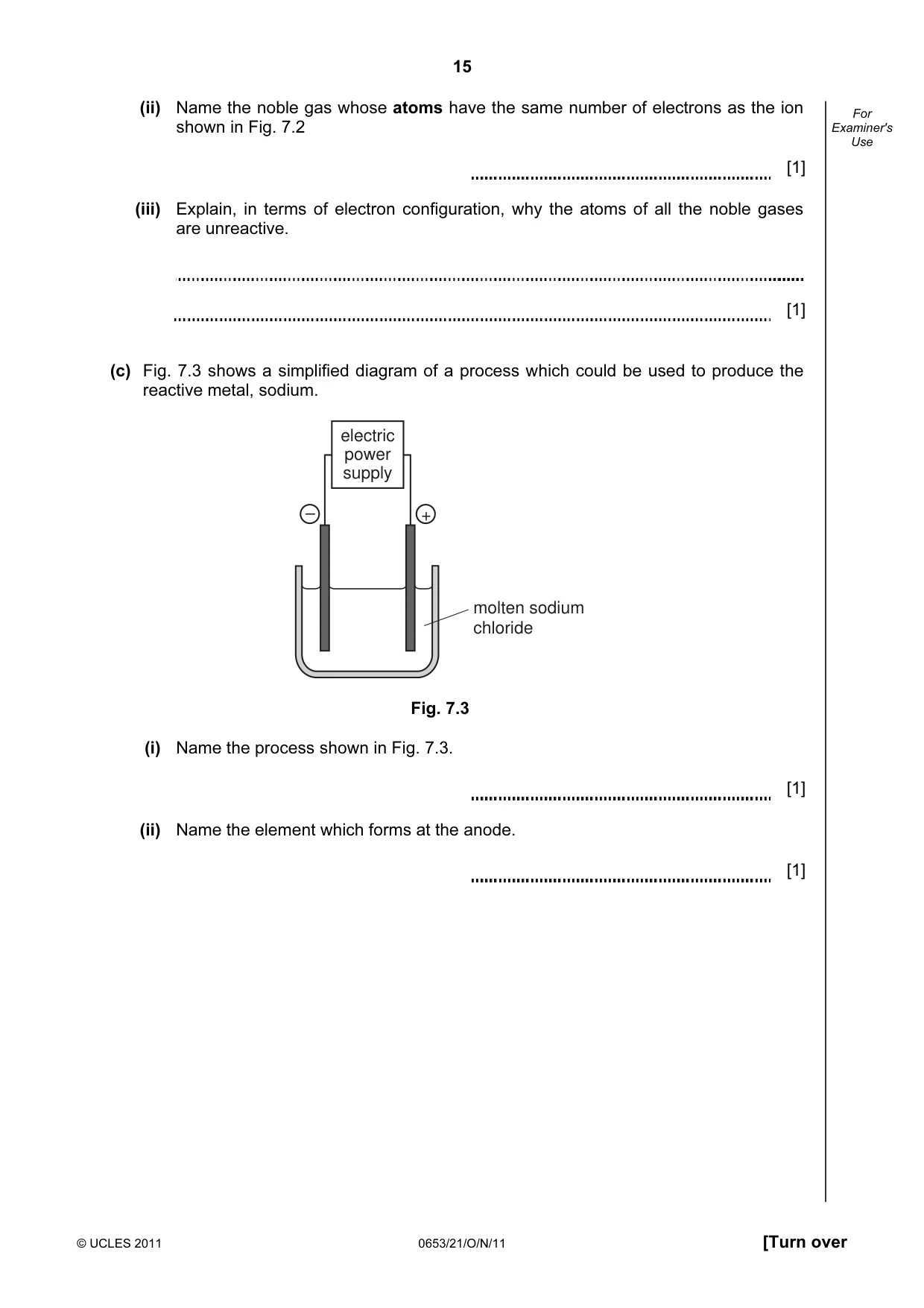 Cambridge IGCSE Science - Combined 0653 2011 Oct/Nov Paper 2 · Variant 1 question paper, page 15 of 20