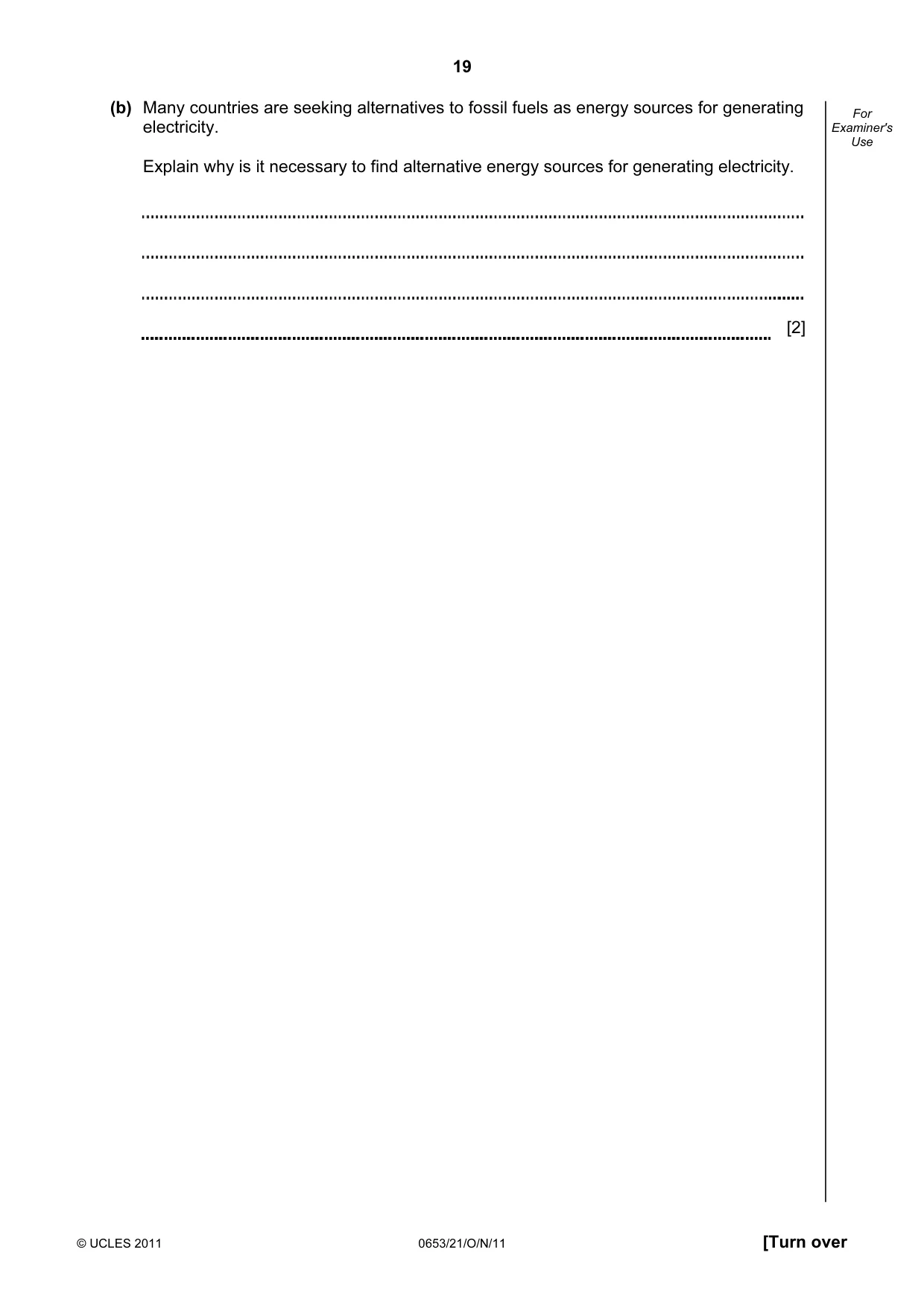 Cambridge IGCSE Science - Combined 0653 2011 Oct/Nov Paper 2 · Variant 1 question paper, page 19 of 20
