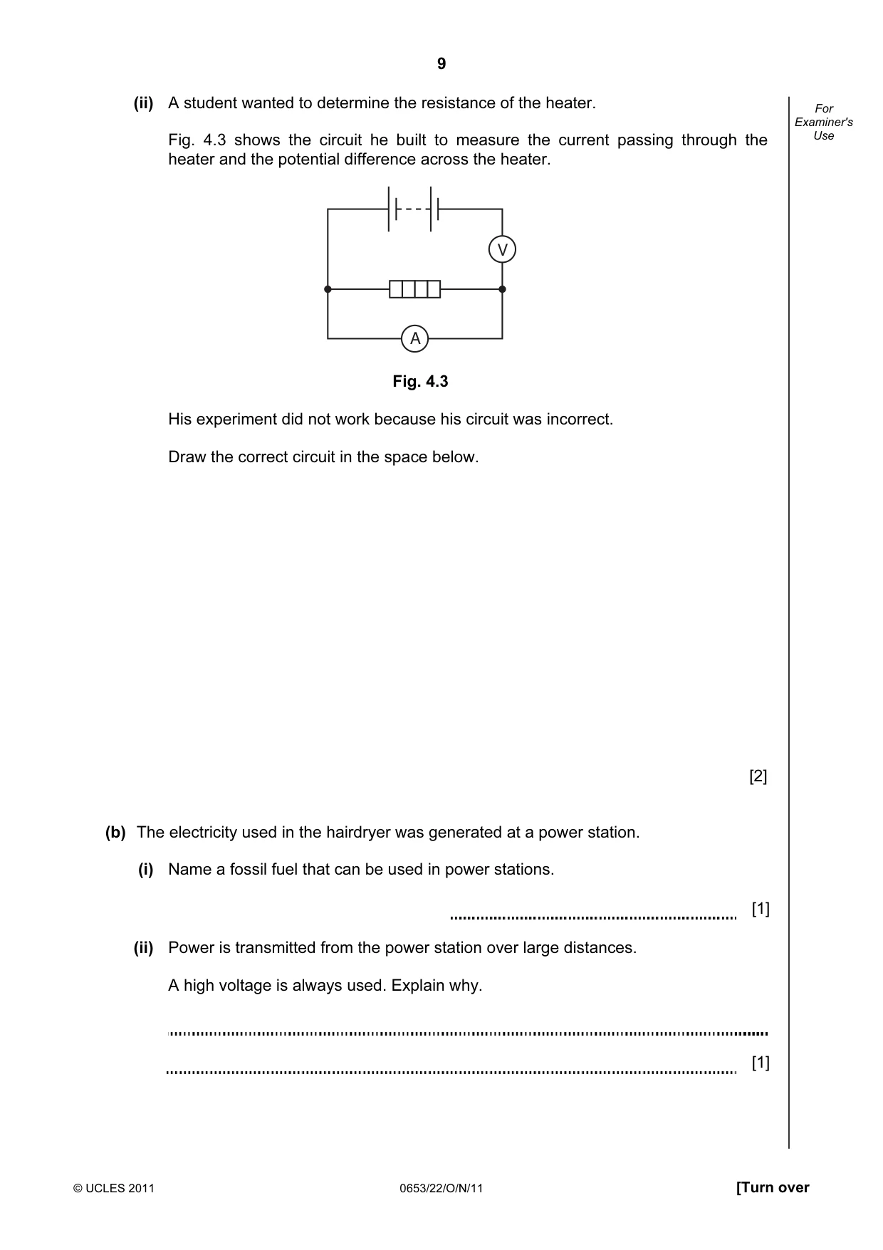 Cambridge IGCSE Science - Combined 0653 2011 Oct/Nov Paper 2 · Variant 2 question paper, page 9 of 24