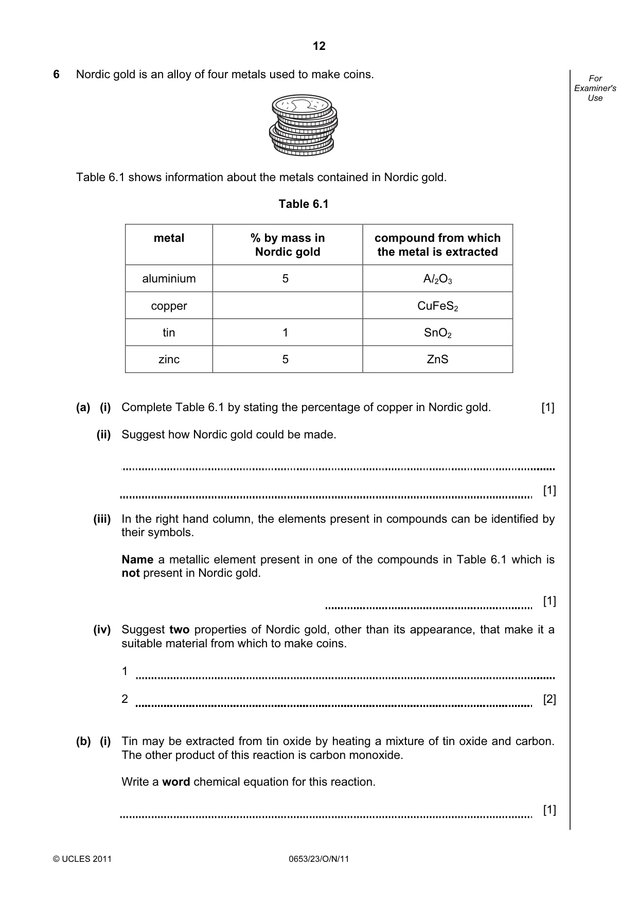 Cambridge IGCSE Science - Combined 0653 2011 Oct/Nov Paper 2 · Variant 3 question paper, page 12 of 24