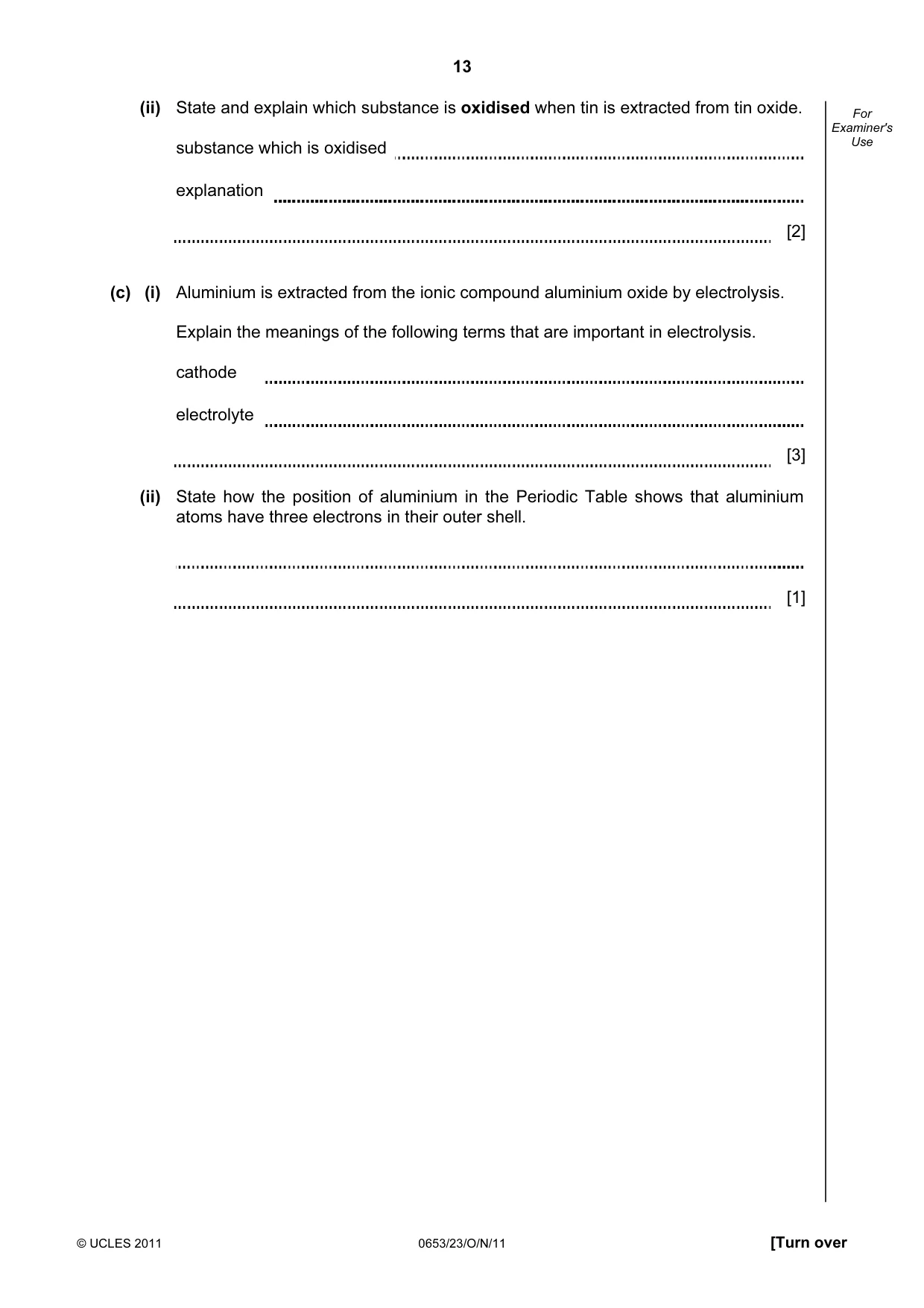 Cambridge IGCSE Science - Combined 0653 2011 Oct/Nov Paper 2 · Variant 3 question paper, page 13 of 24