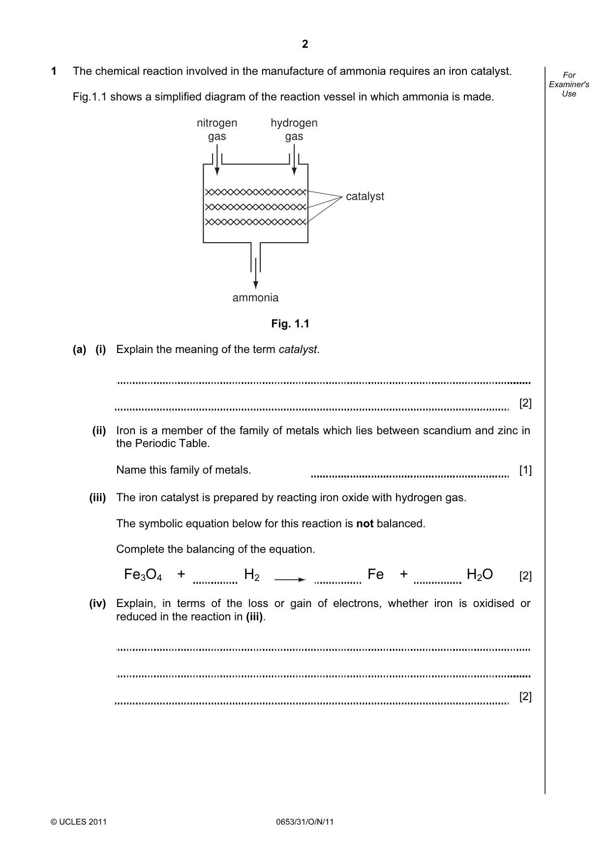 Cambridge IGCSE Science - Combined 0653 2011 Oct/Nov Paper 3 · Variant 1 question paper, page 2 of 20