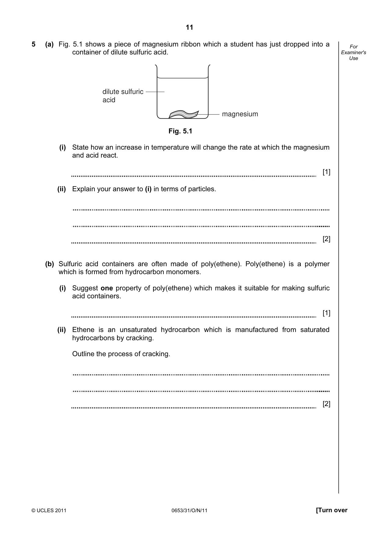 Cambridge IGCSE Science - Combined 0653 2011 Oct/Nov Paper 3 · Variant 1 question paper, page 11 of 20