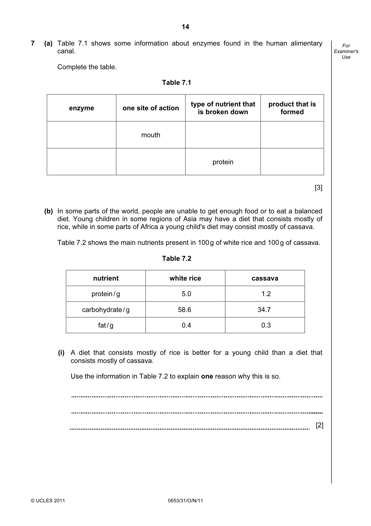 Cambridge IGCSE Science - Combined 0653 2011 Oct/Nov Paper 3 · Variant 1 question paper, page 14 of 20