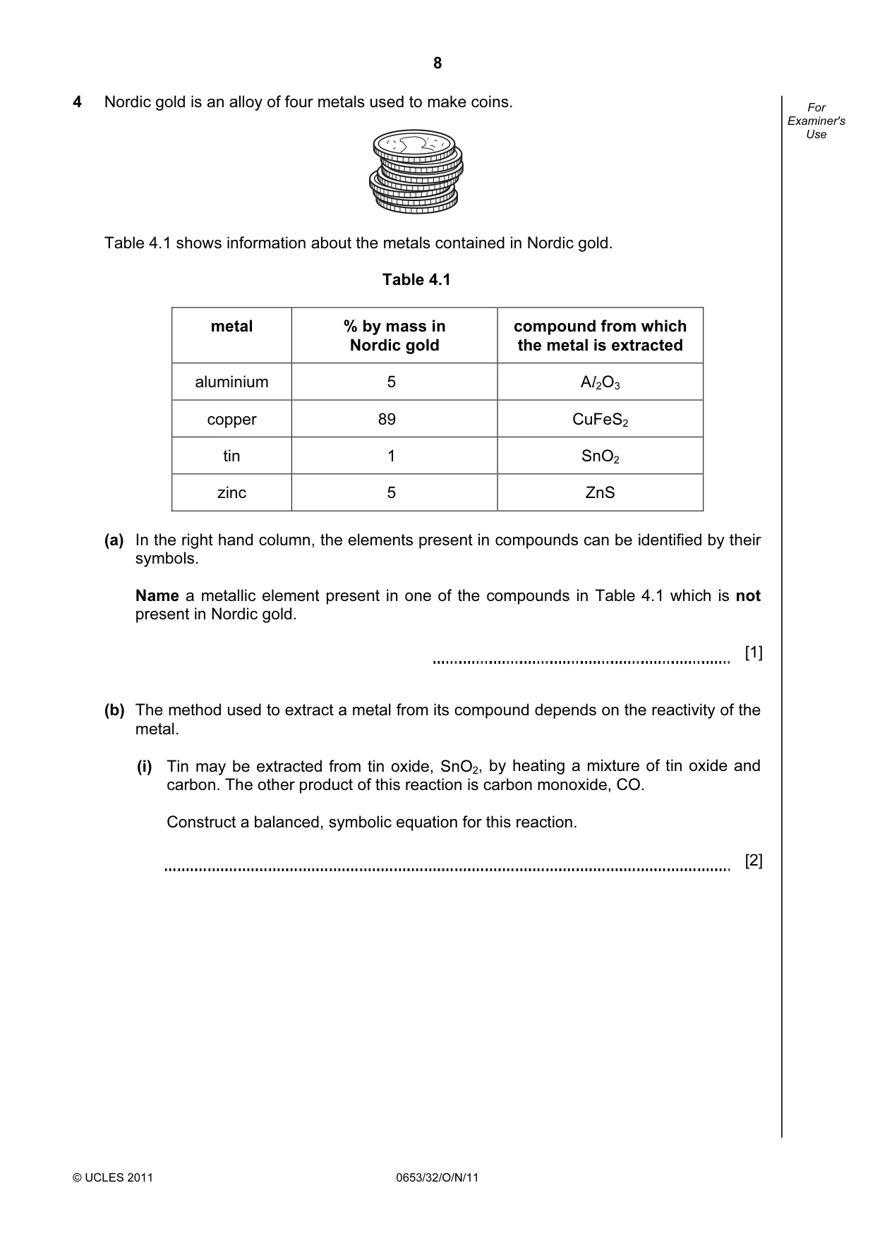 Cambridge IGCSE Science - Combined 0653 2011 Oct/Nov Paper 3 · Variant 2 question paper, page 8 of 24