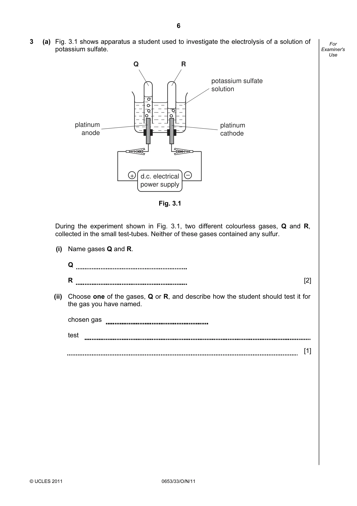 Cambridge IGCSE Science - Combined 0653 2011 Oct/Nov Paper 3 · Variant 3 question paper, page 6 of 20