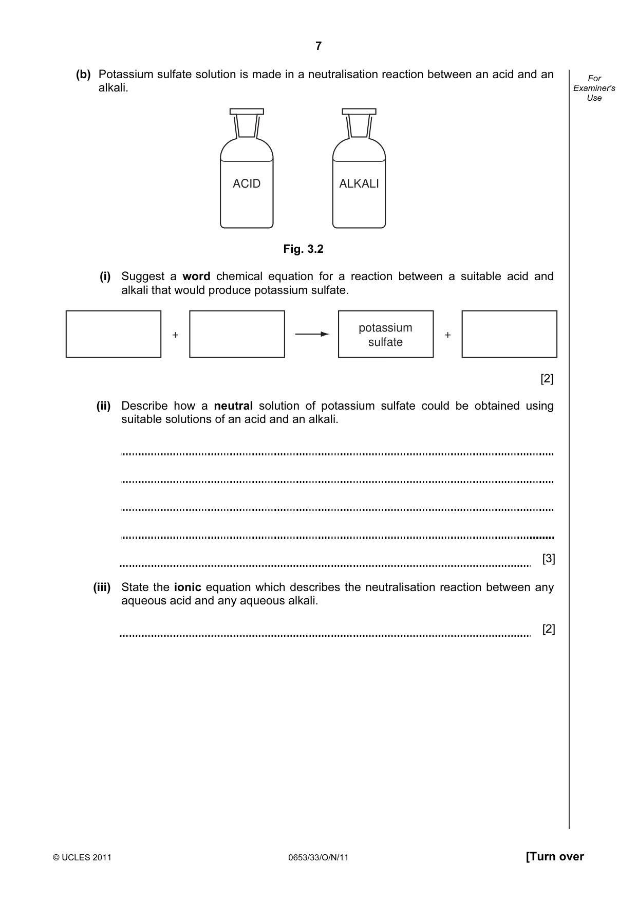 Cambridge IGCSE Science - Combined 0653 2011 Oct/Nov Paper 3 · Variant 3 question paper, page 7 of 20
