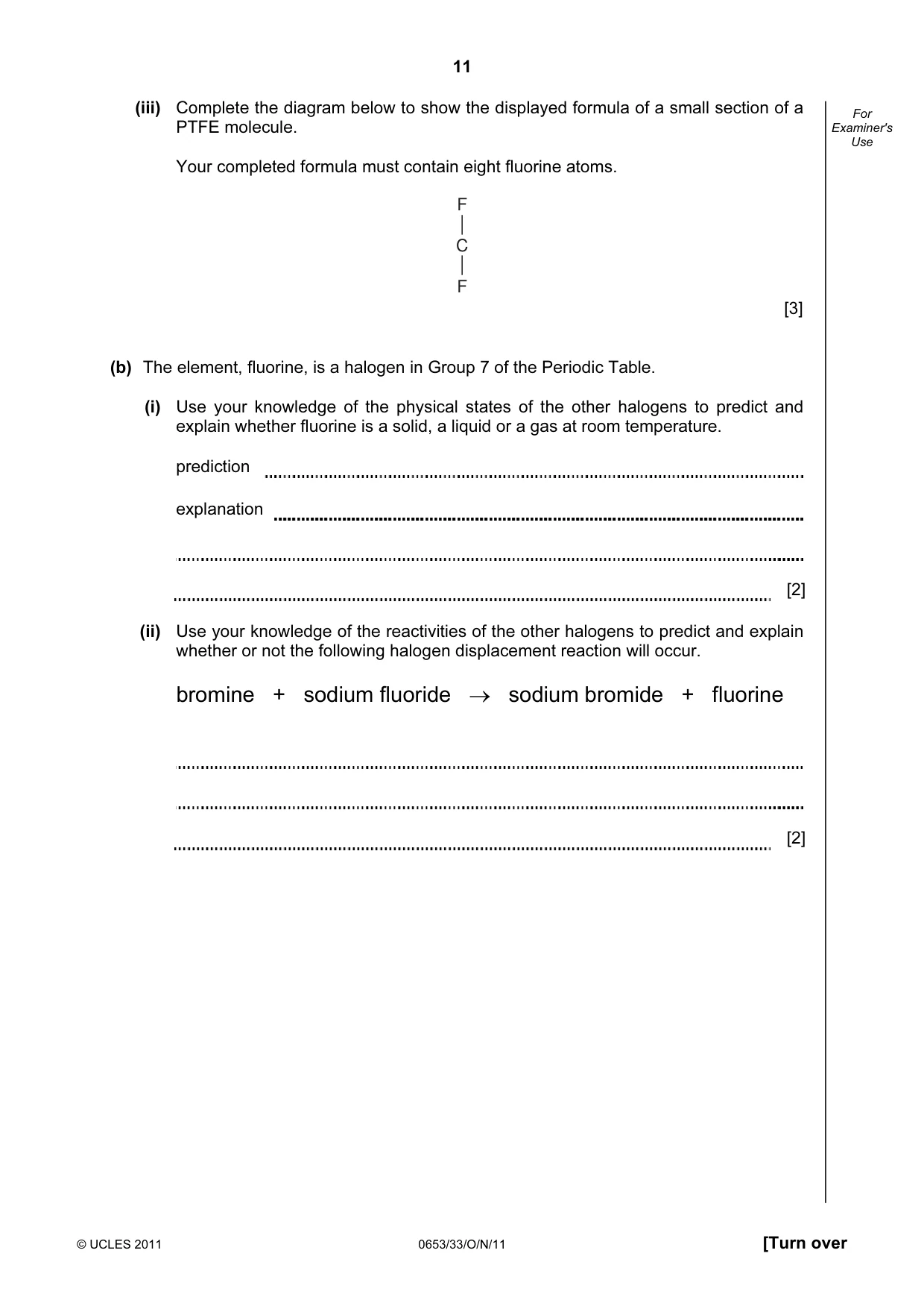 Cambridge IGCSE Science - Combined 0653 2011 Oct/Nov Paper 3 · Variant 3 question paper, page 11 of 20